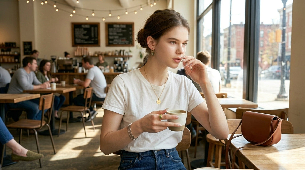 Jewelry styled with a casual everyday outfit