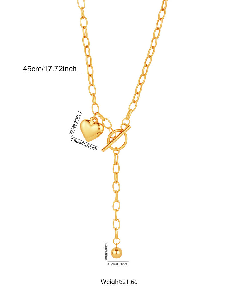 Puffy Heart Toggle Y-Necklace