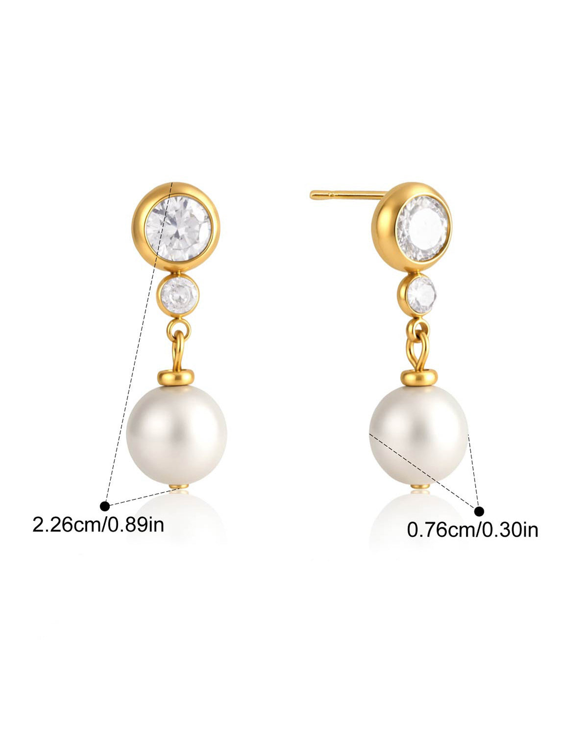 Pearl Zircon Drop Earrings