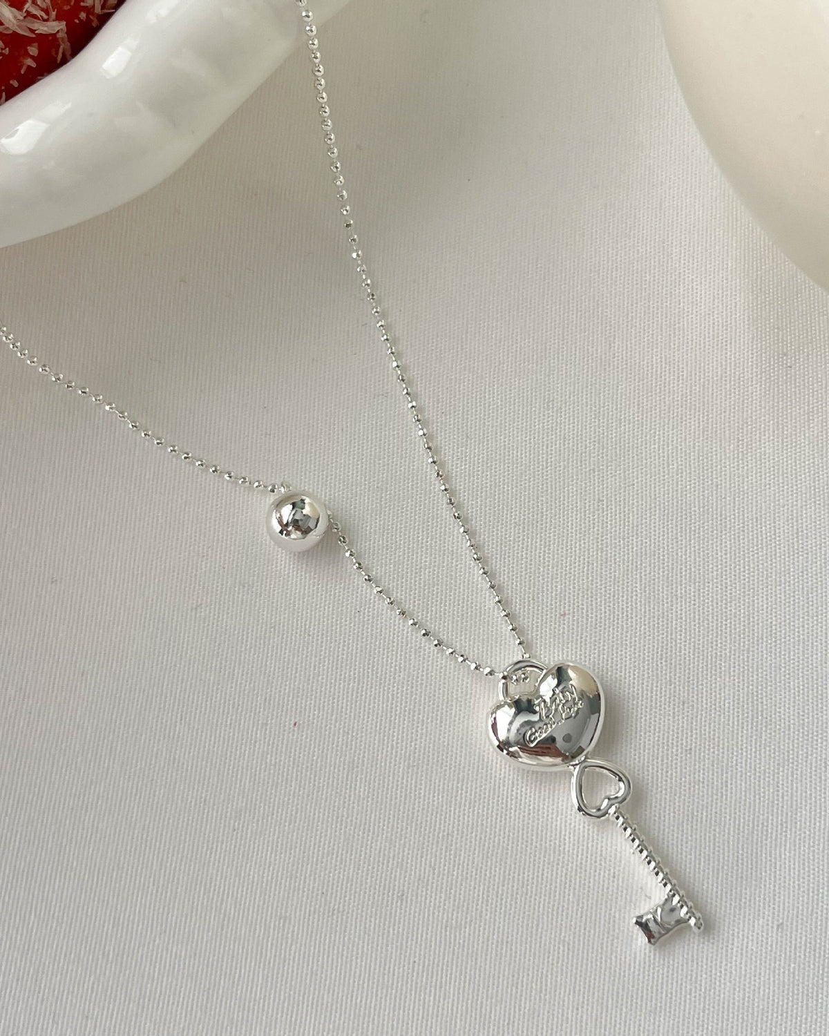 Key and Heart Long Sweater Necklace