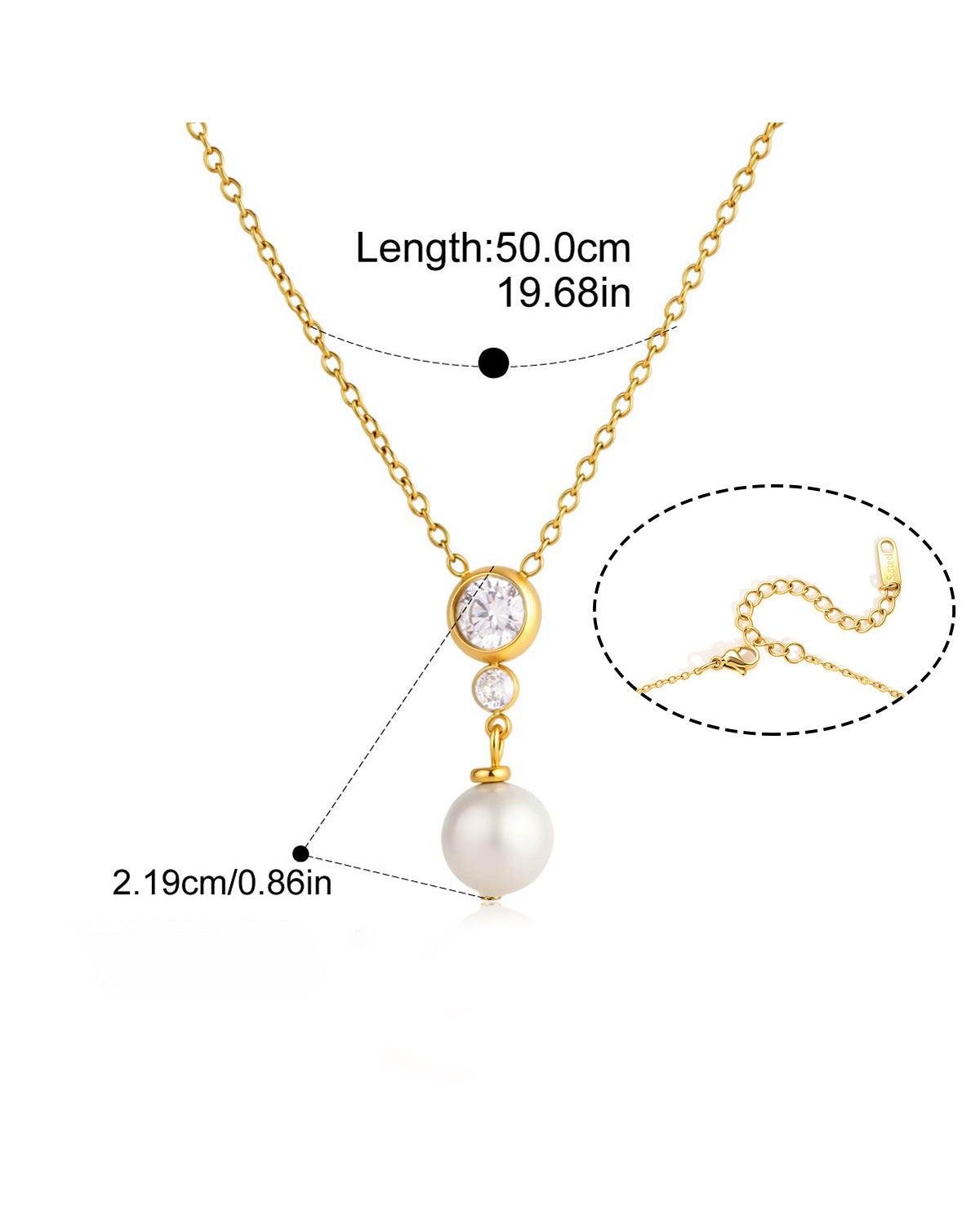 Pearl Zircon Pendant Necklace