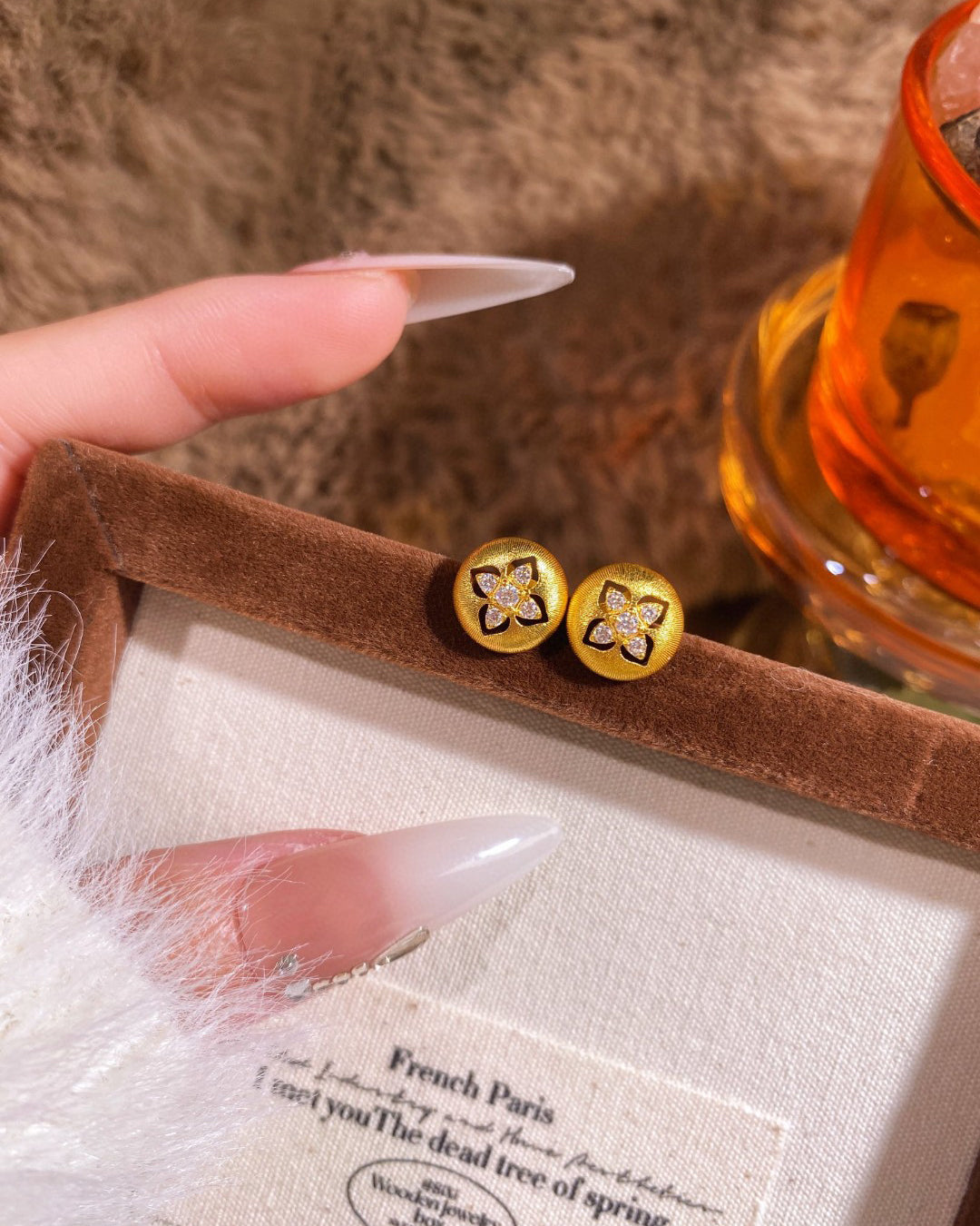 Vintage Brushed Clover Earrings