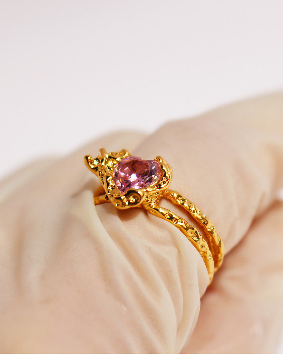 Pink Zircon Open Ring