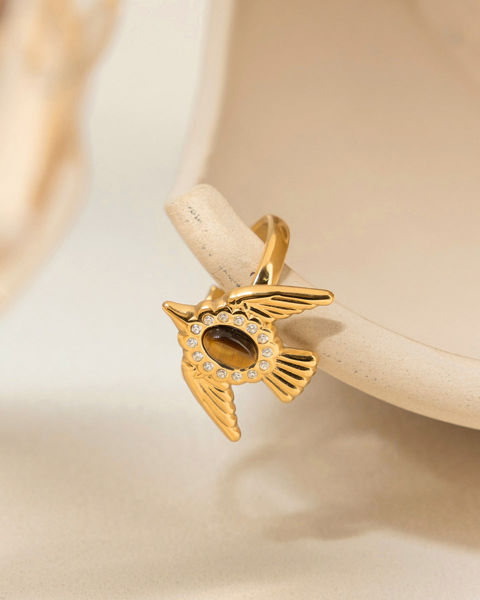 Dove & Tiger's Eye Open Ring