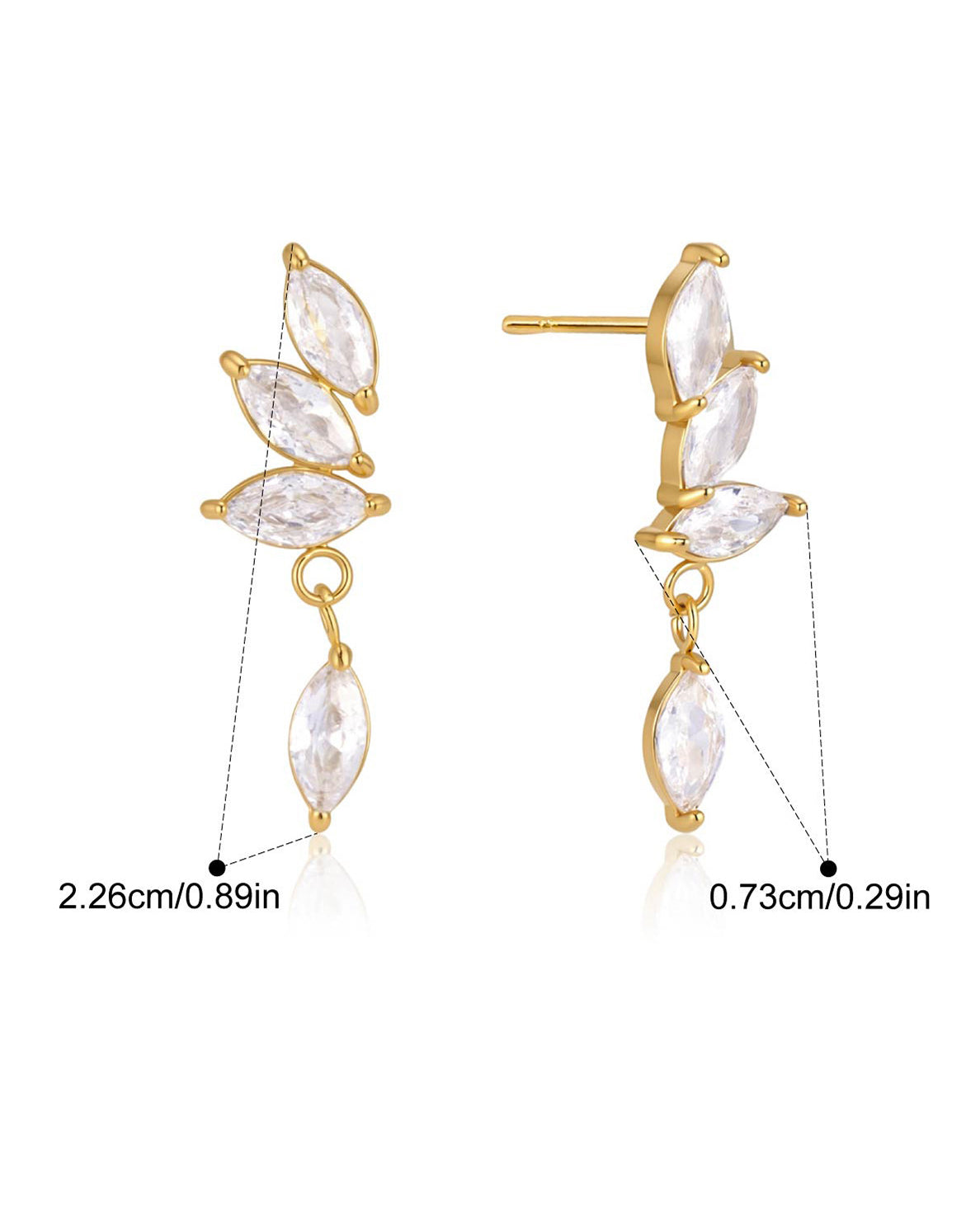 Leaf Vine Drop Stud Earrings