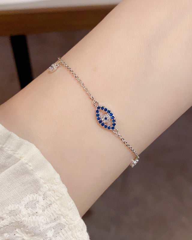 Dainty Blue Evil Eye Charm Bracelet