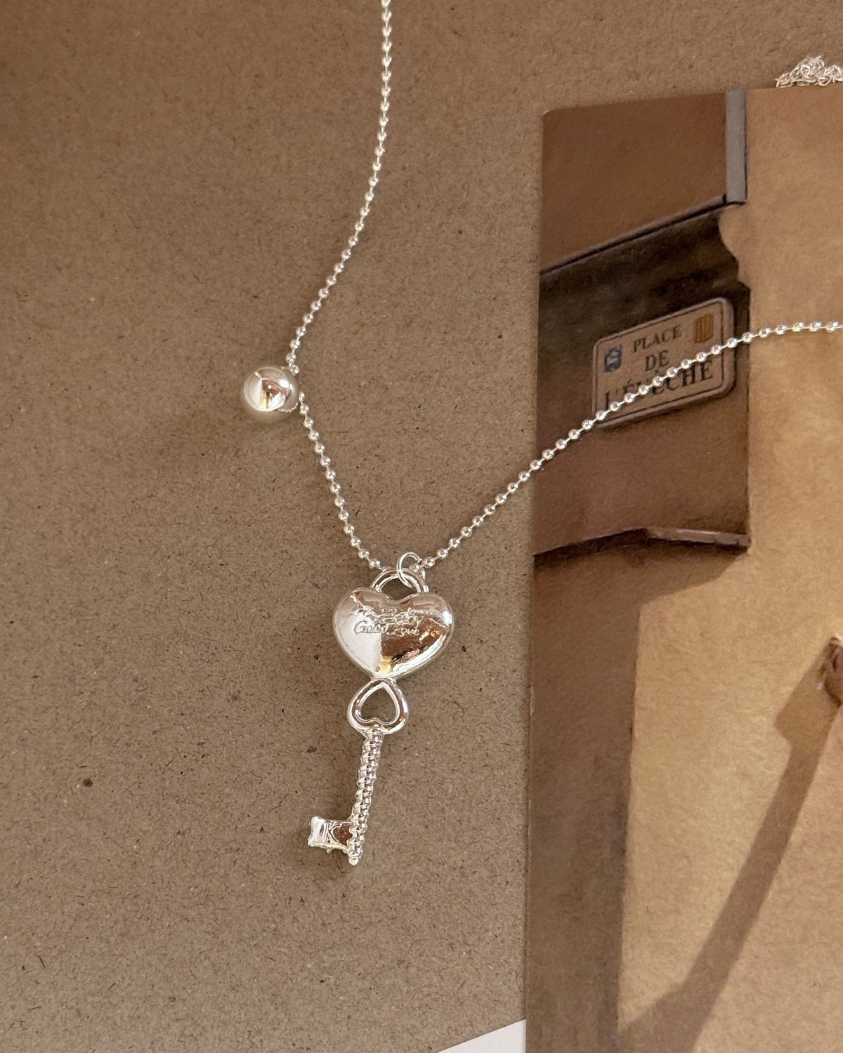 Key and Heart Long Sweater Necklace