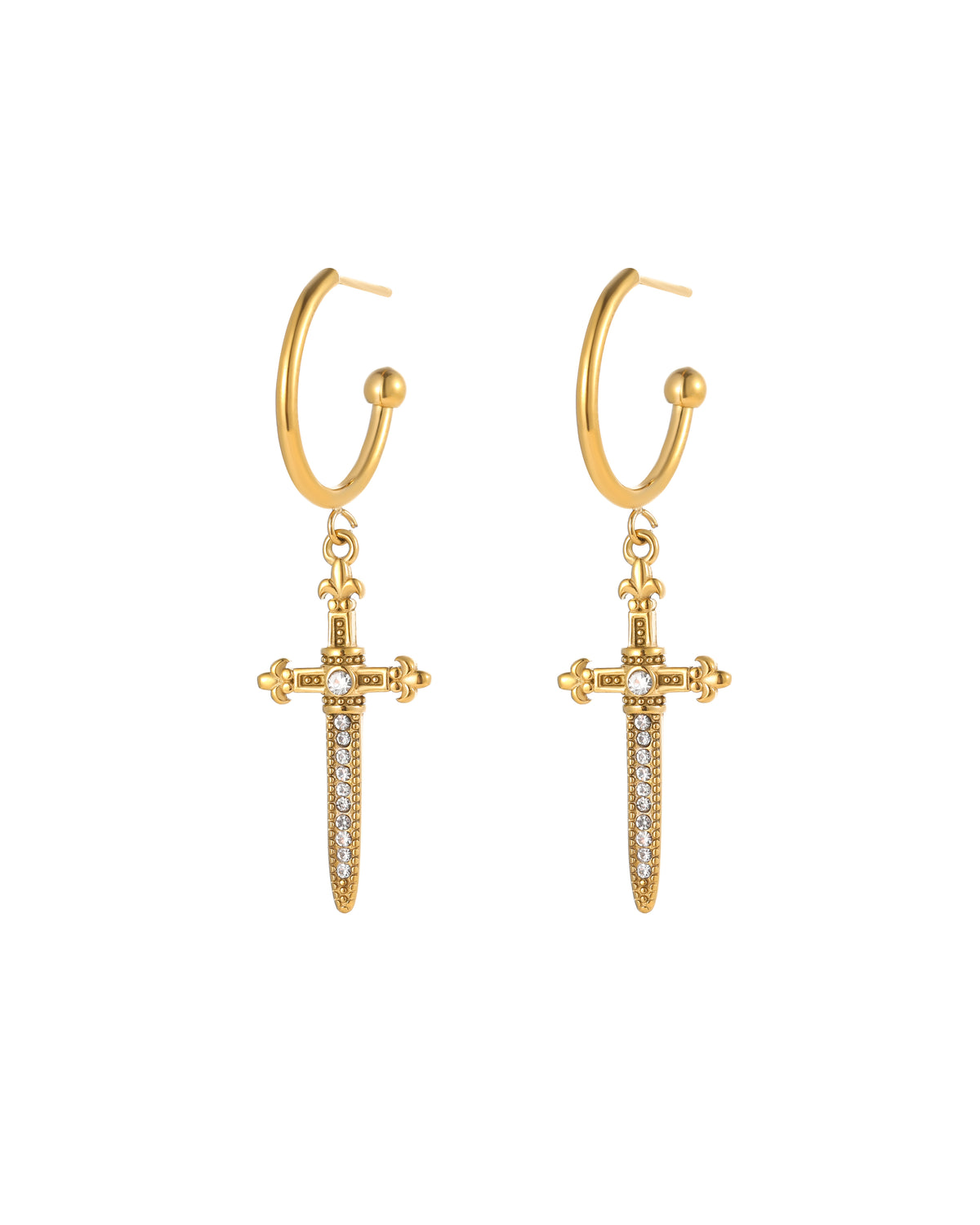 Cross Dagger Drop Earrings