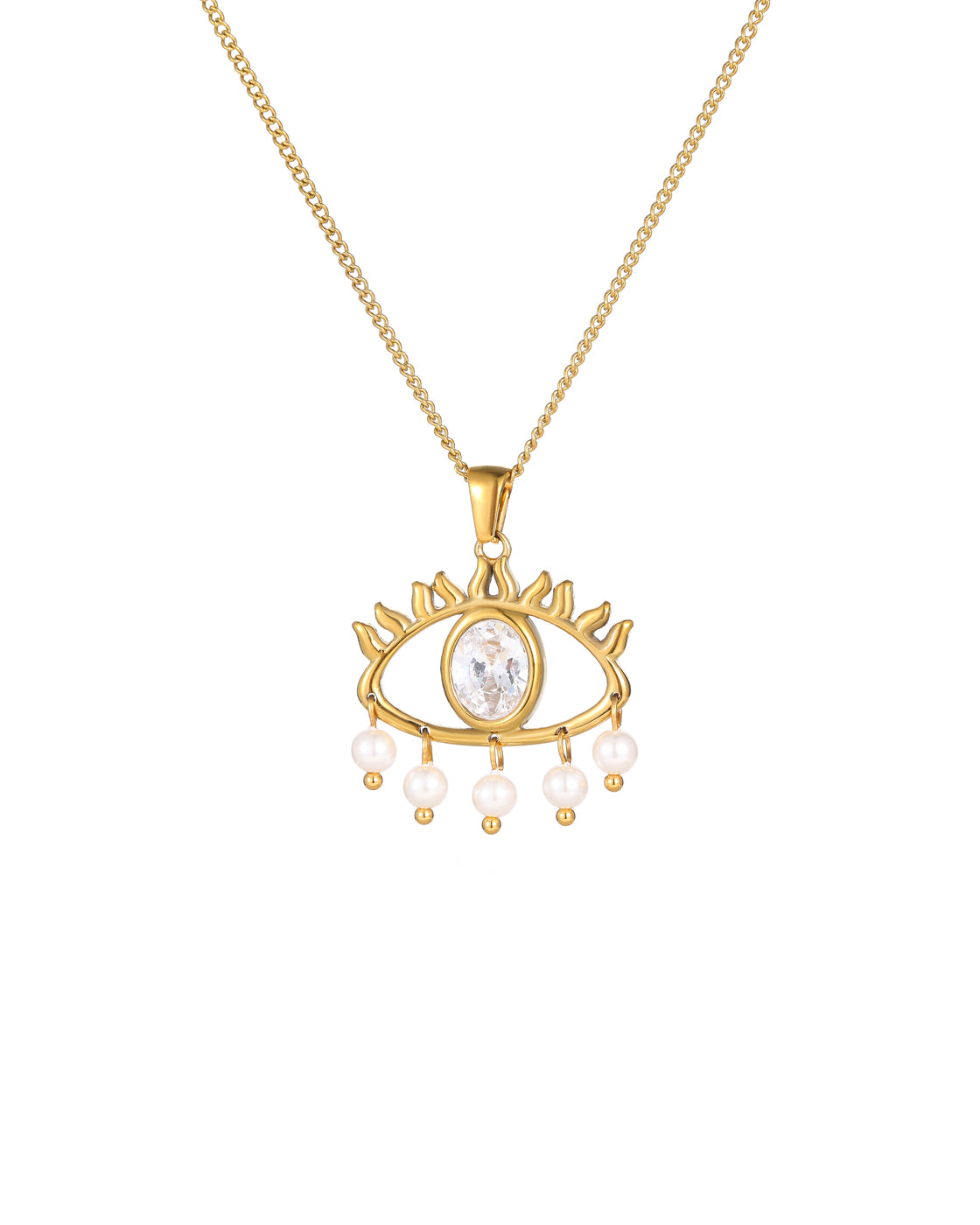 White Crystal Evil Eye Necklace