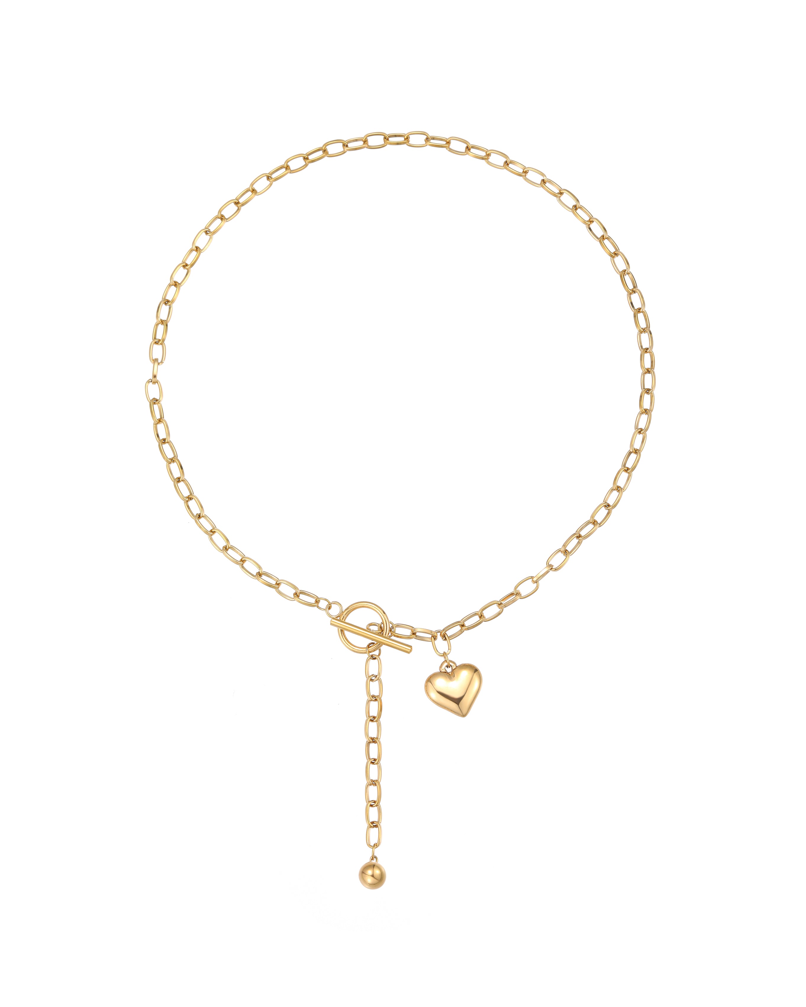 Puffy Heart Toggle Y-Necklace