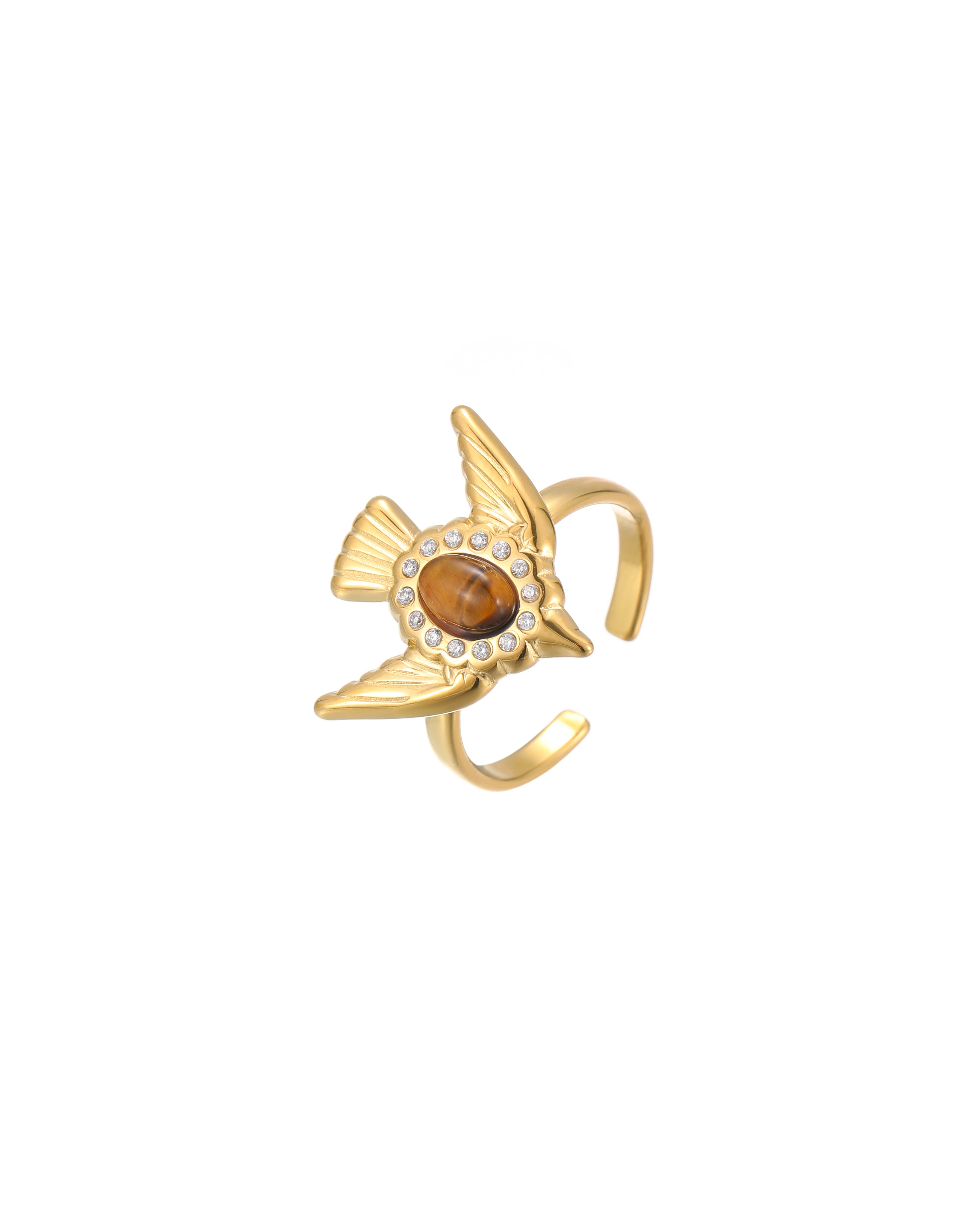 Dove & Tiger's Eye Open Ring