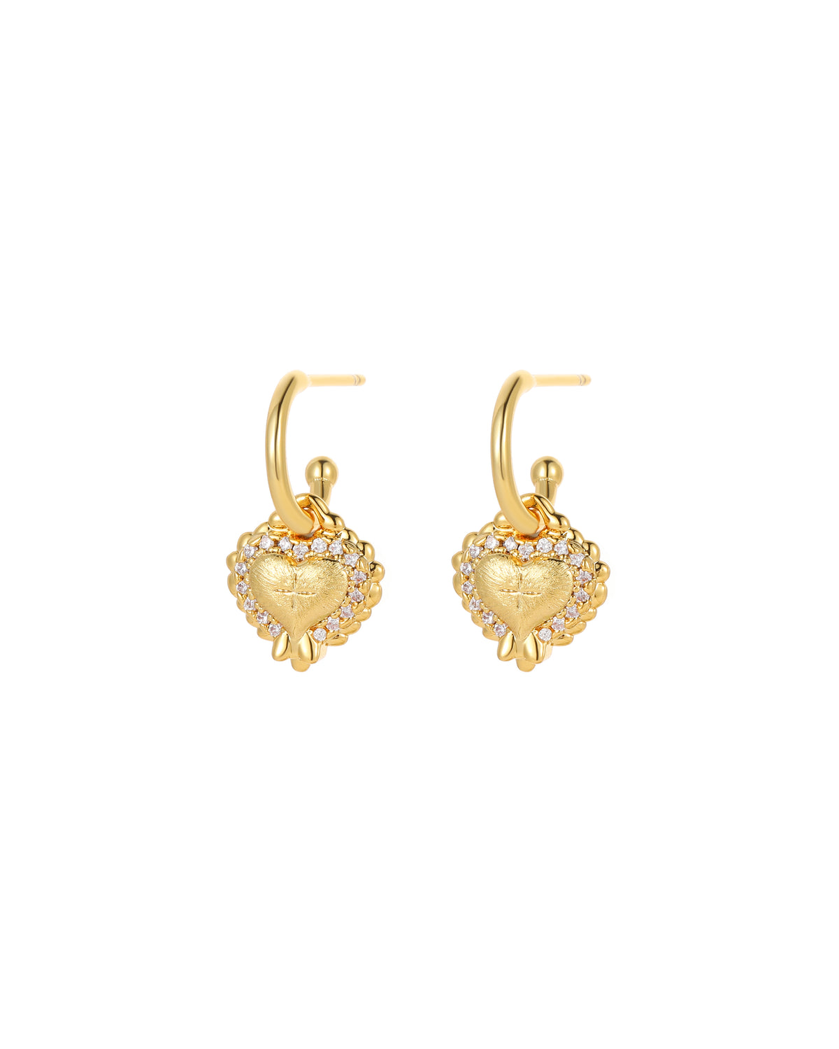 Vintage Heart Diamond Drop Earrings