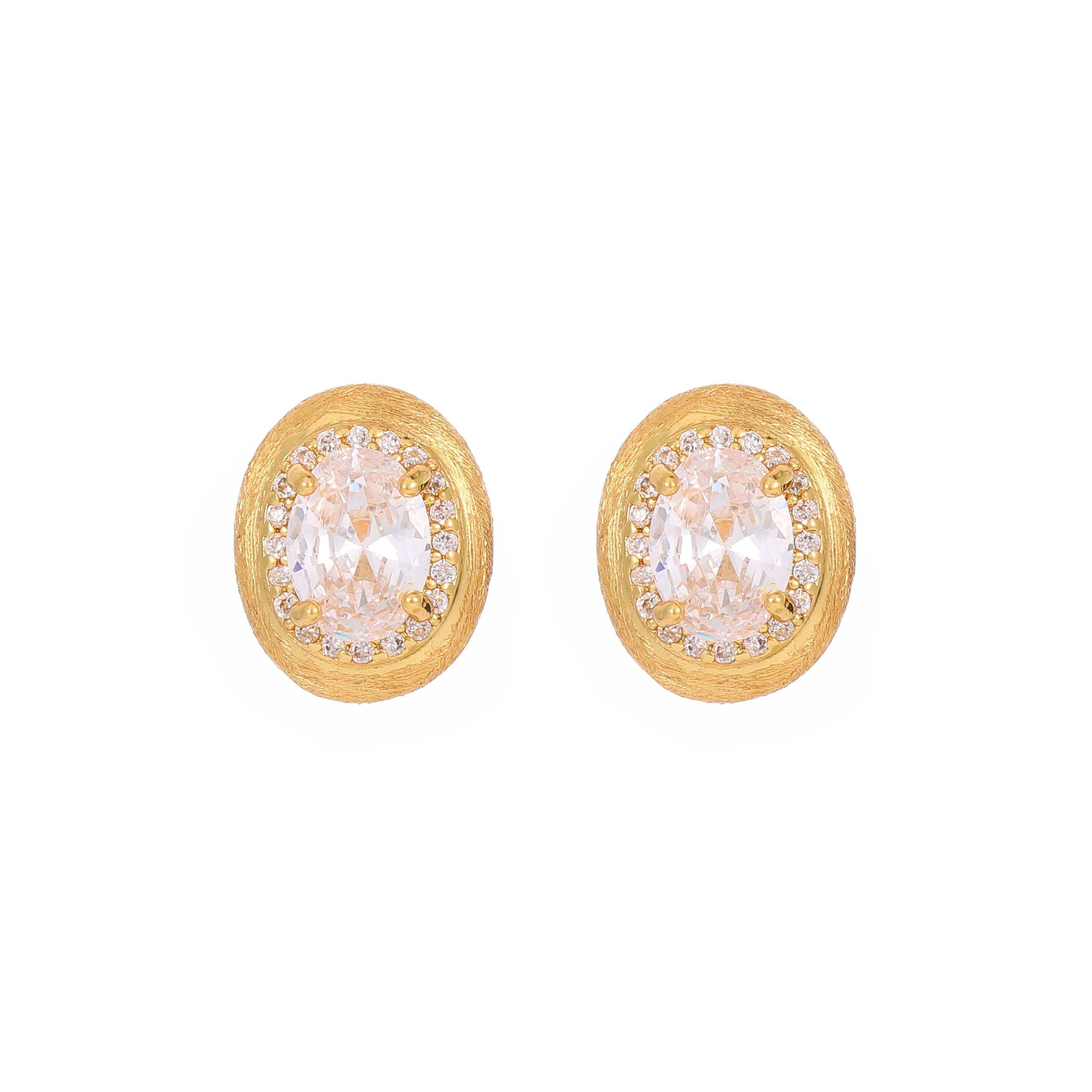Vintage Brushed Gold Zircon Drop Earrings