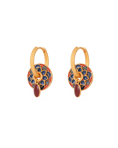 Yuhe Lotus Hoop Earrings with delicate lotus flower design, lightweight dangle hoops for everyday wear