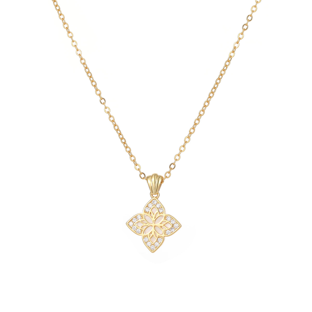 Vintage Filigree Four-Leaf Clover Necklace