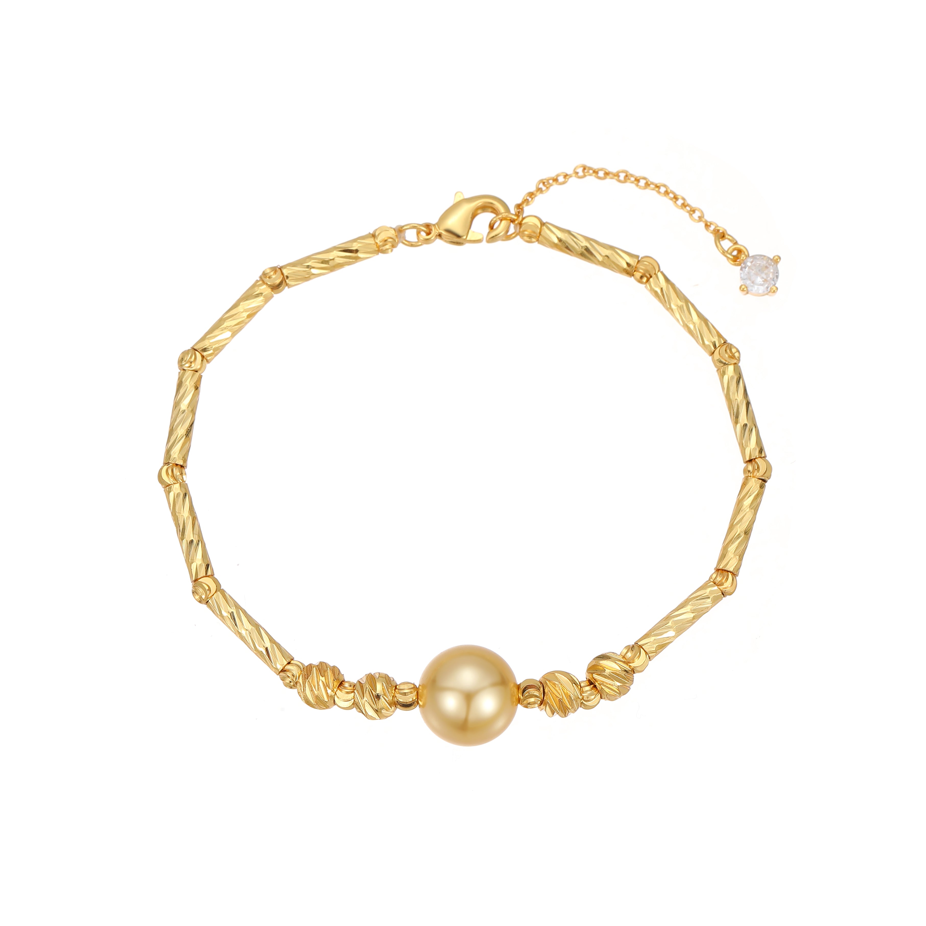 Sunset Gold Twisted Gold Bead Bracelet