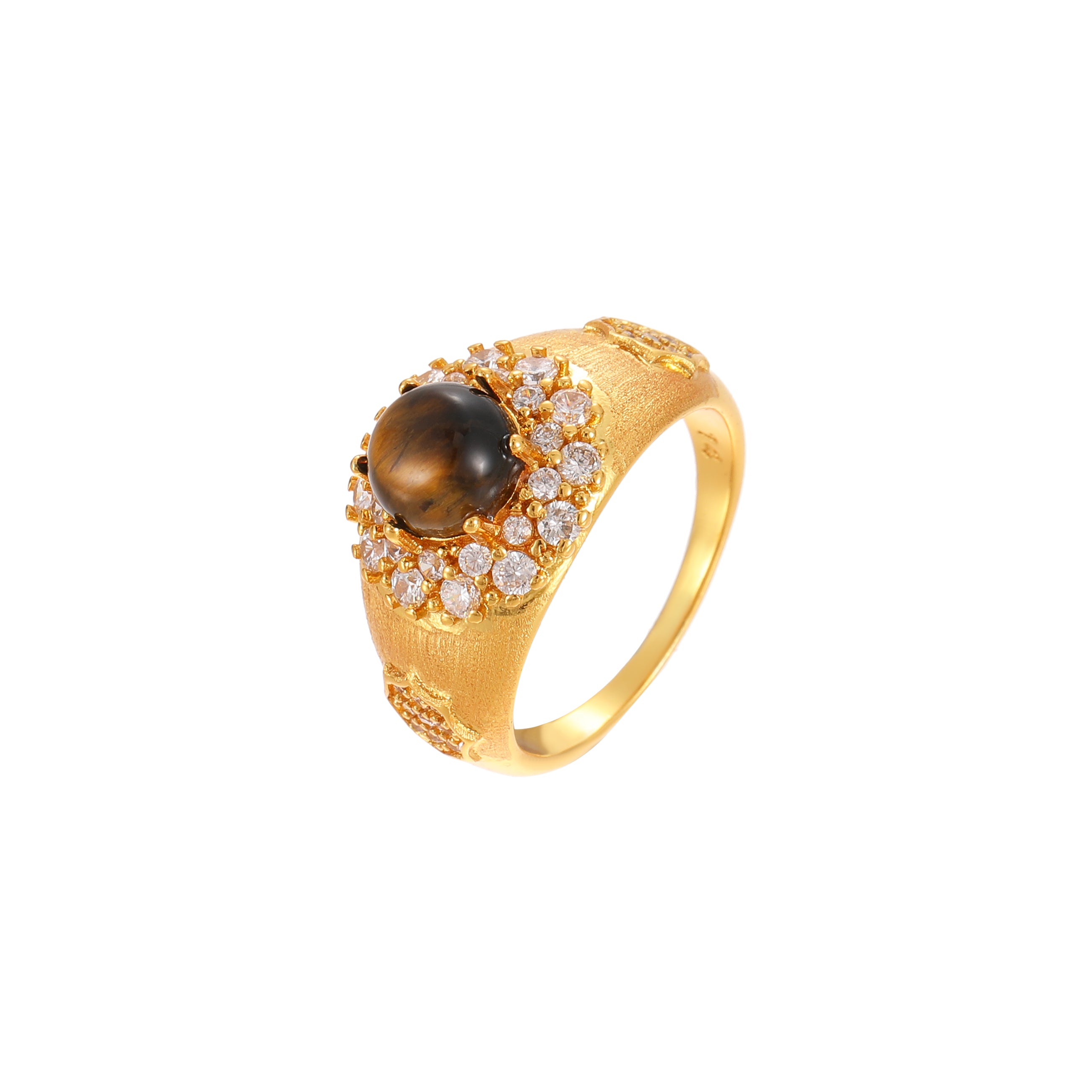 Vintage Brushed Tiger Eye Statement Ring