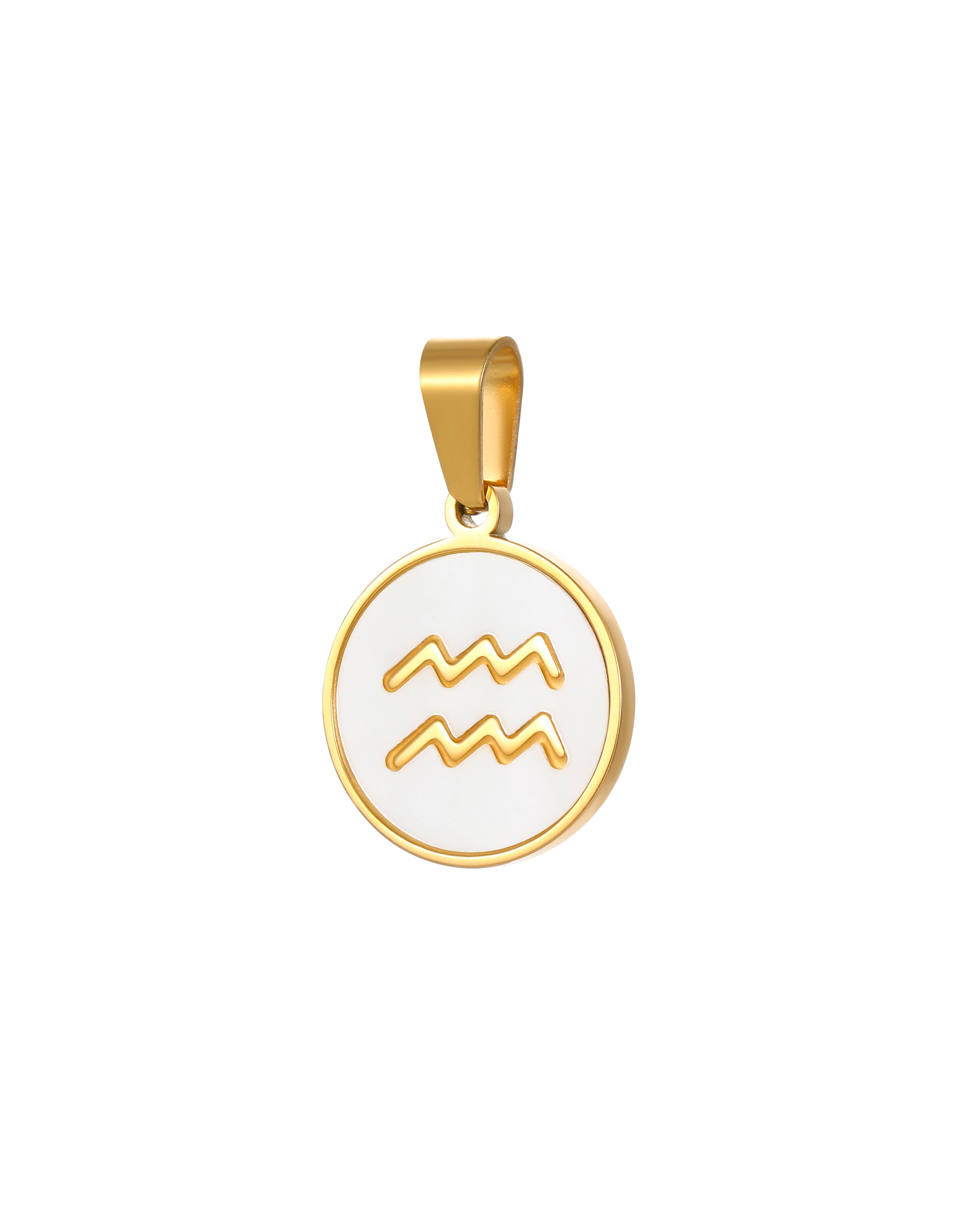 Aquarius Zodiac Mother of Pearl Charm