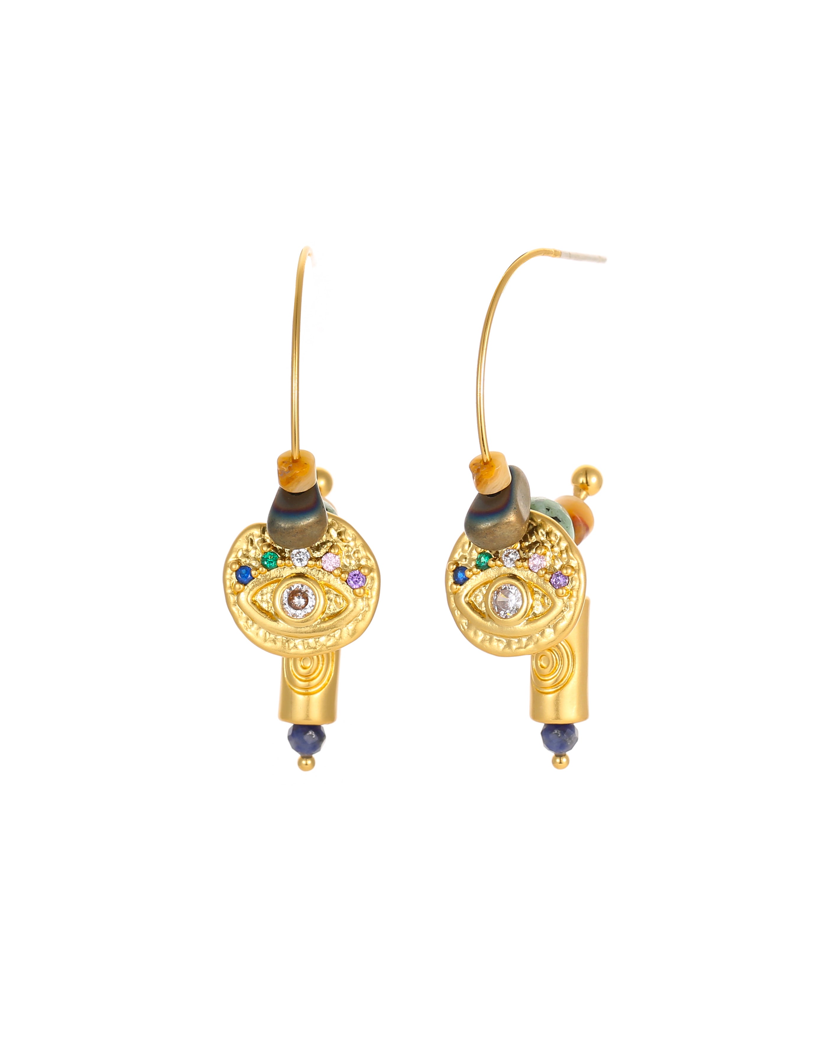 Gemstone Evil Eye Earrings