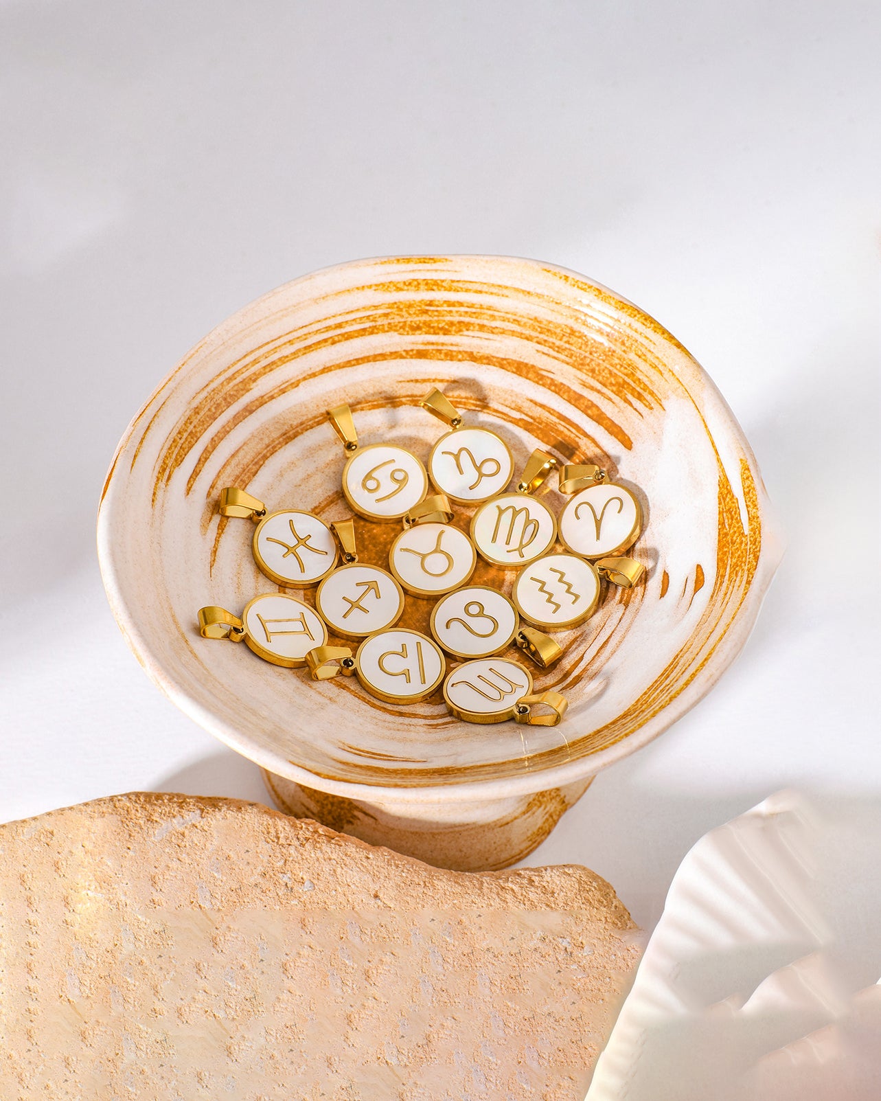 Libra Zodiac Mother of Pearl Charm