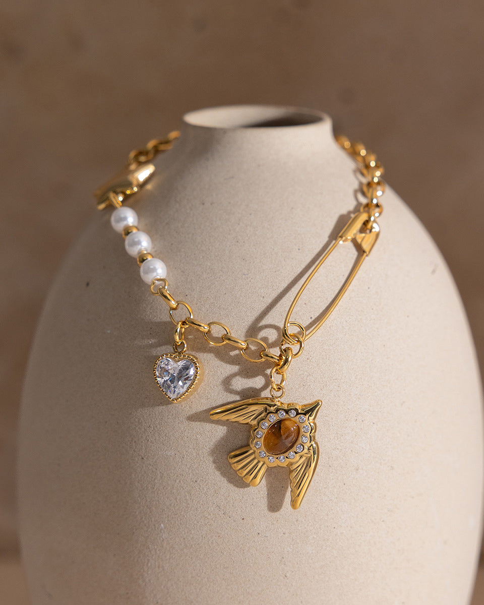 Dove & Tiger's Eye Multi-Charm Bracelet