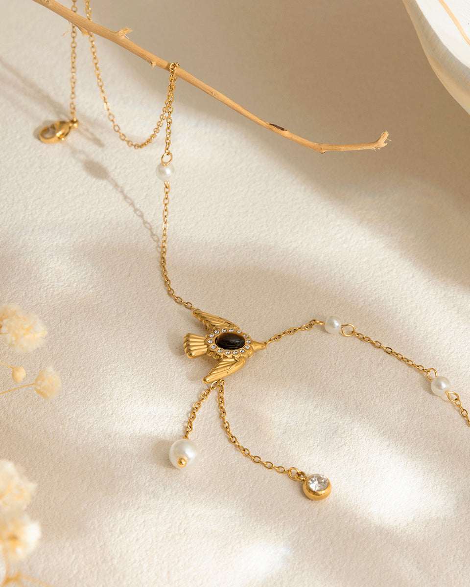 Pearl & Dove Tiger's Eye Y-Necklace