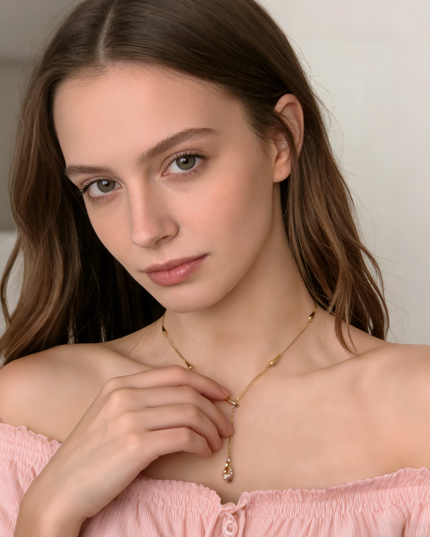 Zircon Layered Y-Chain Collar Necklace