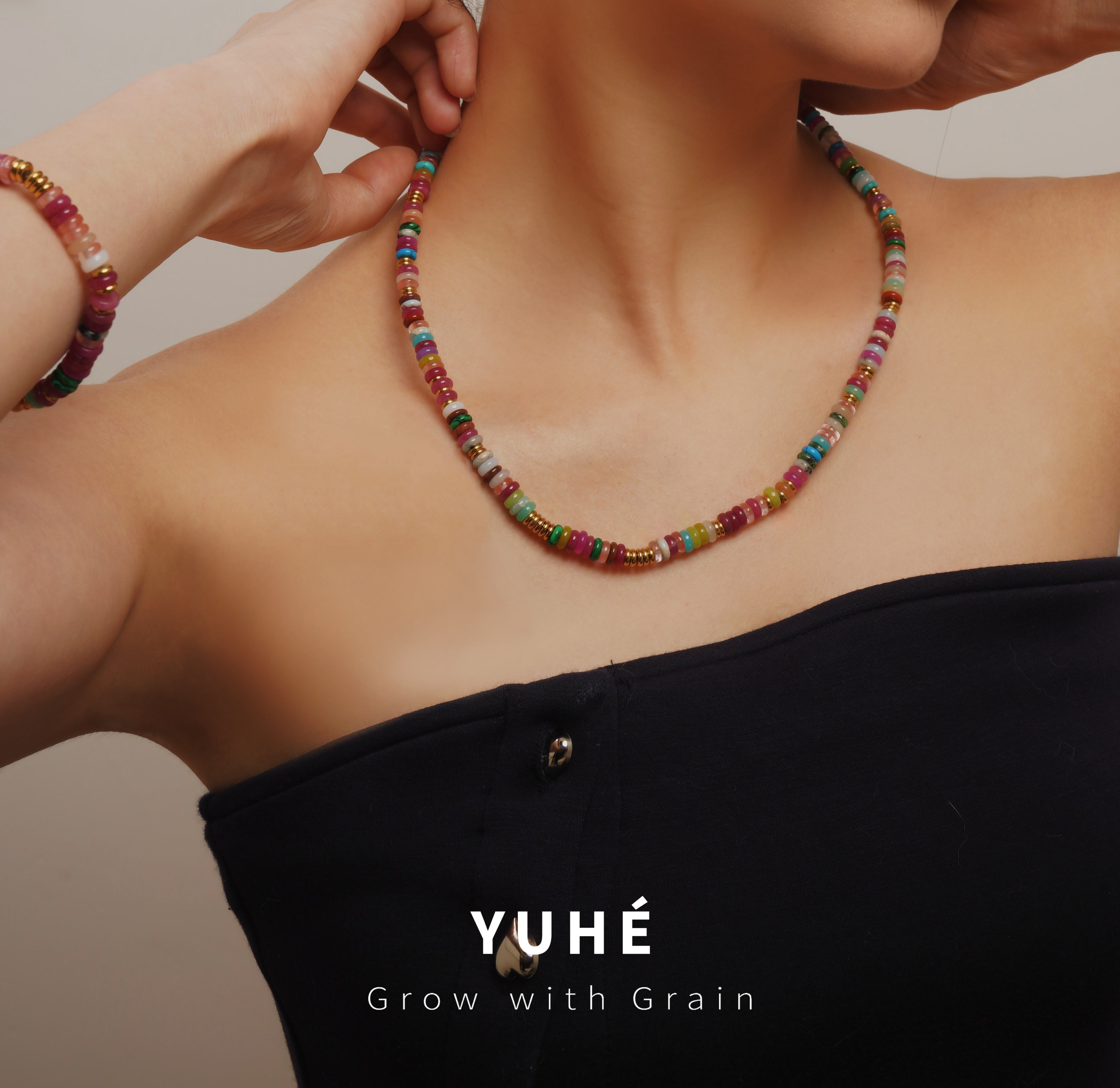 YUHE Bohemian Colorful Natural Agate Beaded Jewelry Set