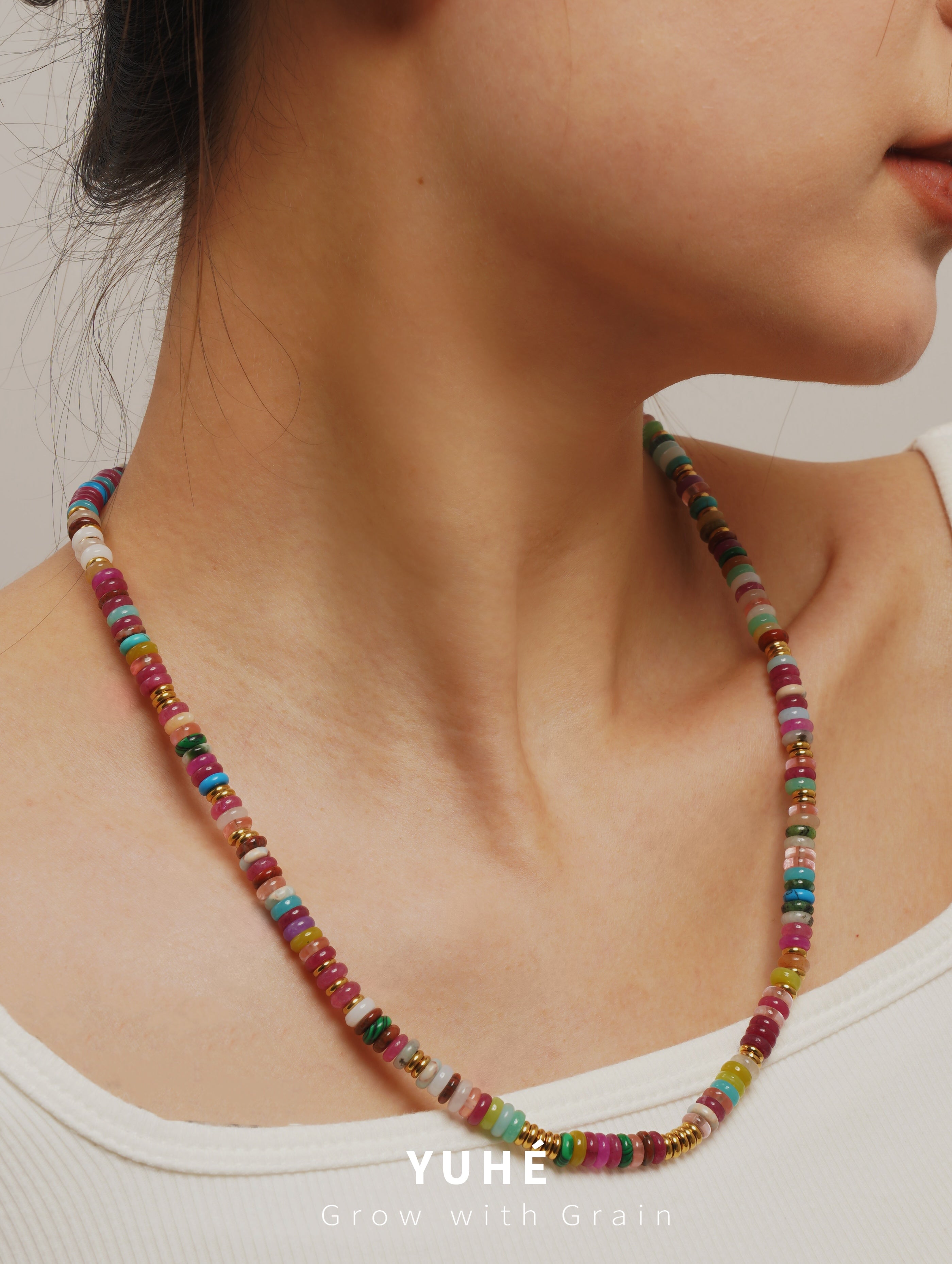 YUHE Bohemian Colorful Natural Agate Beaded Jewelry Set