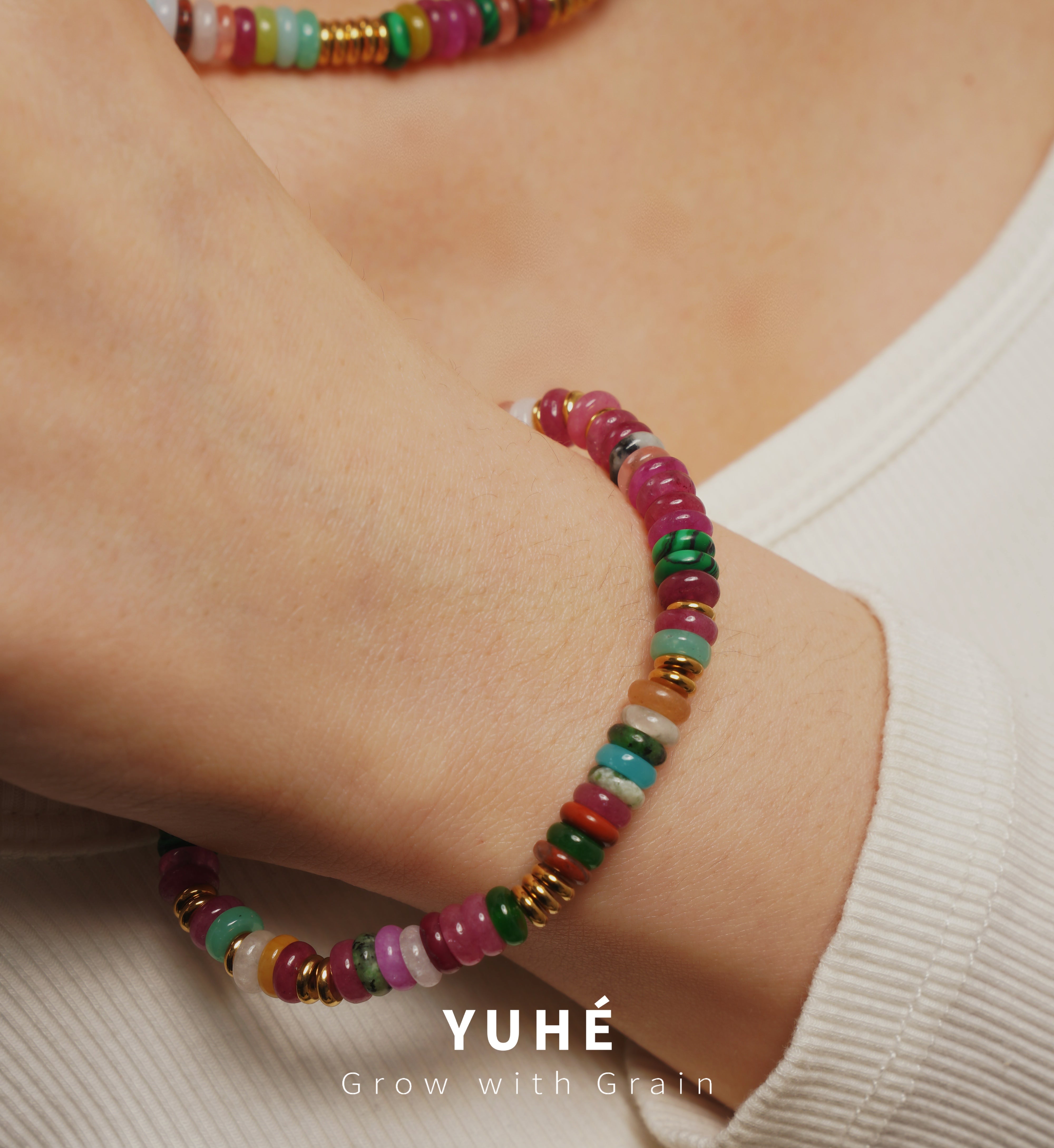 YUHE Bohemian Colorful Natural Agate Beaded Jewelry Set