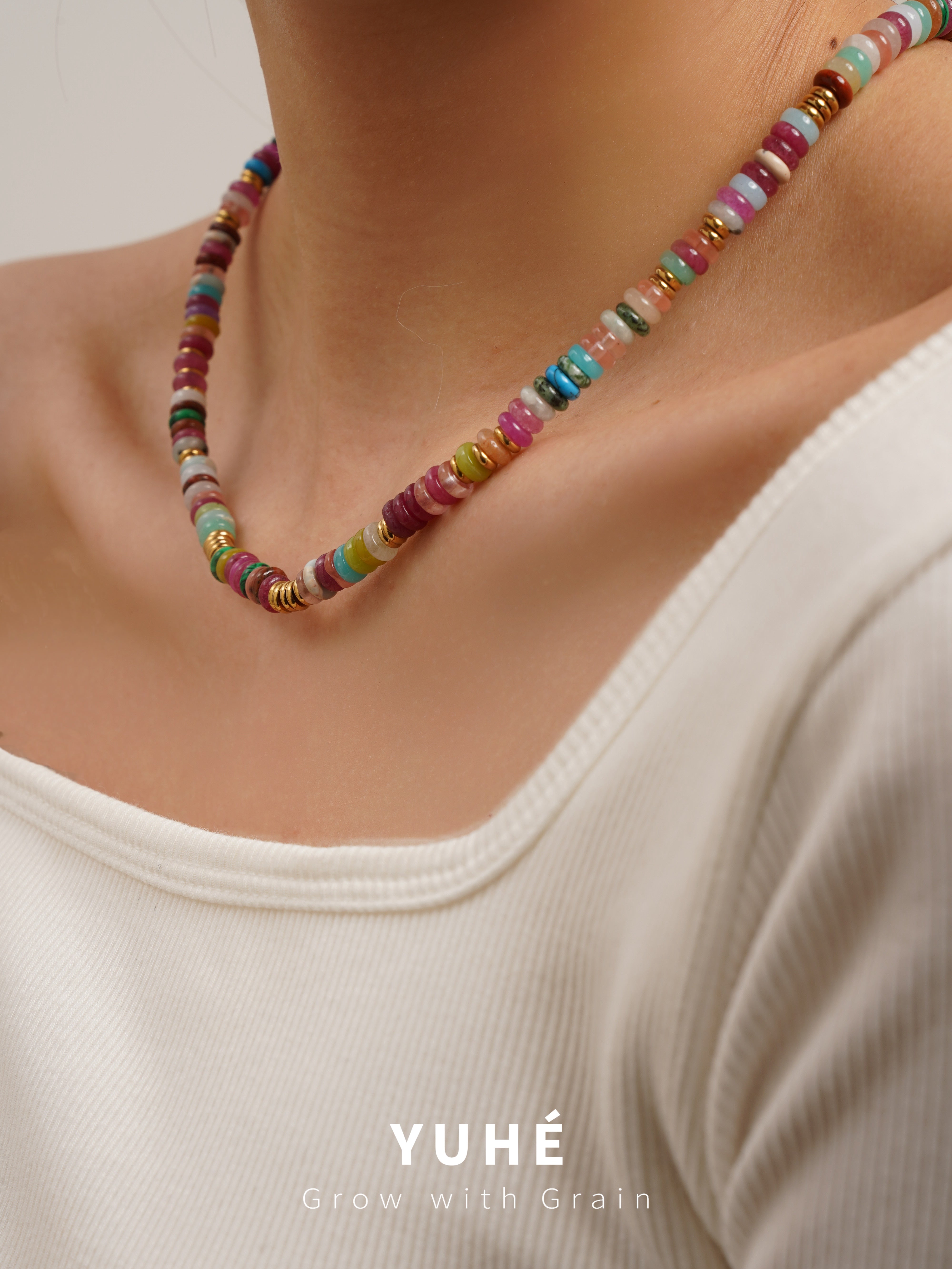 YUHE Bohemian Colorful Natural Agate Beaded Jewelry Set