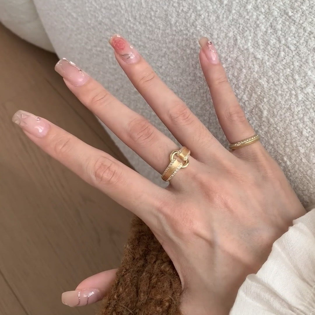 Simple Wide Brushed Open Ring