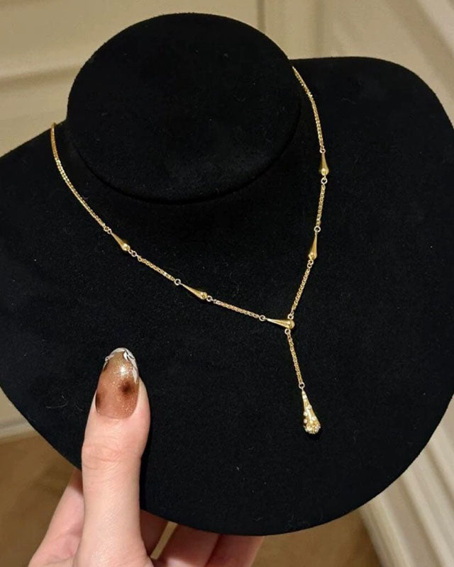 Zircon Layered Y-Chain Collar Necklace