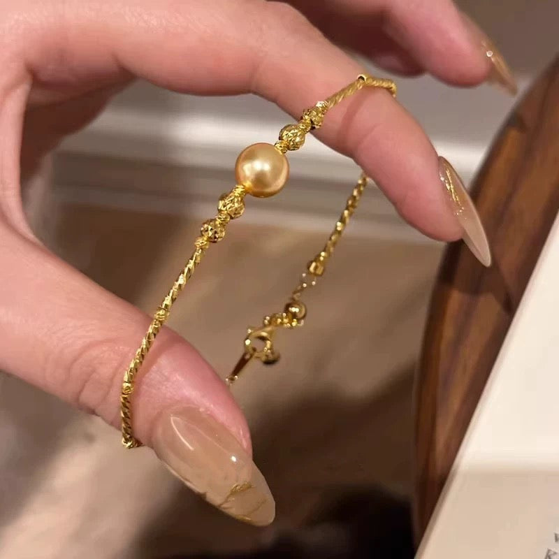 Sunset Gold Twisted Gold Bead Bracelet