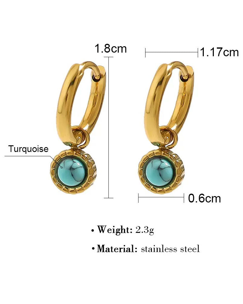 Round Turquoise Stud Earrings