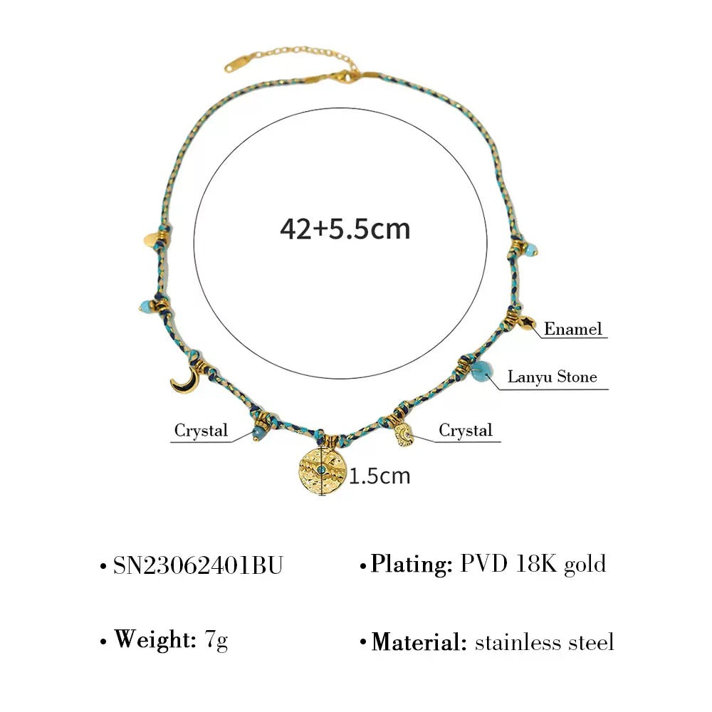 Hand-Woven Zircon Cord Necklace