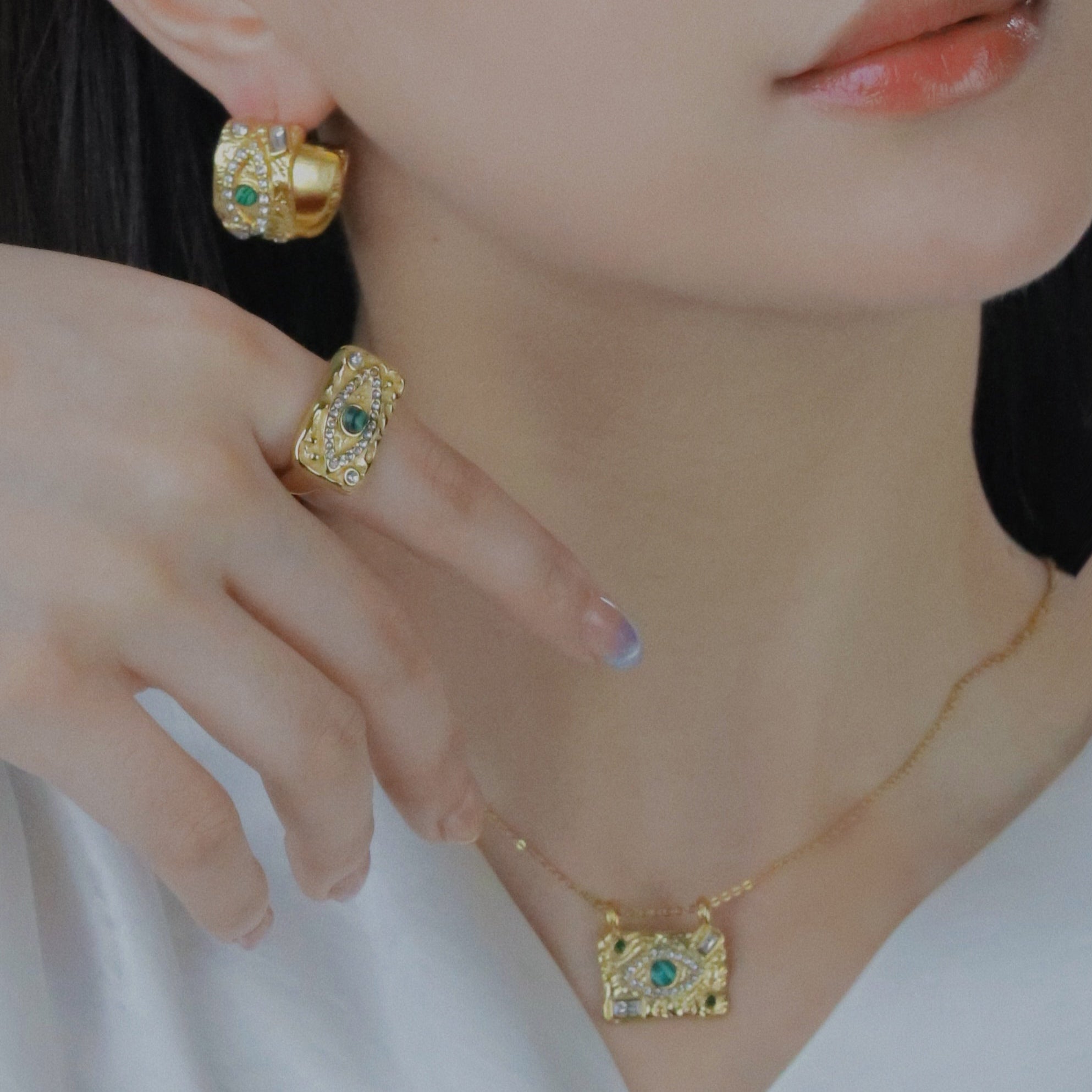 YUHE  18K Gold Plated Evil Eye Jewelry Set 4PCS