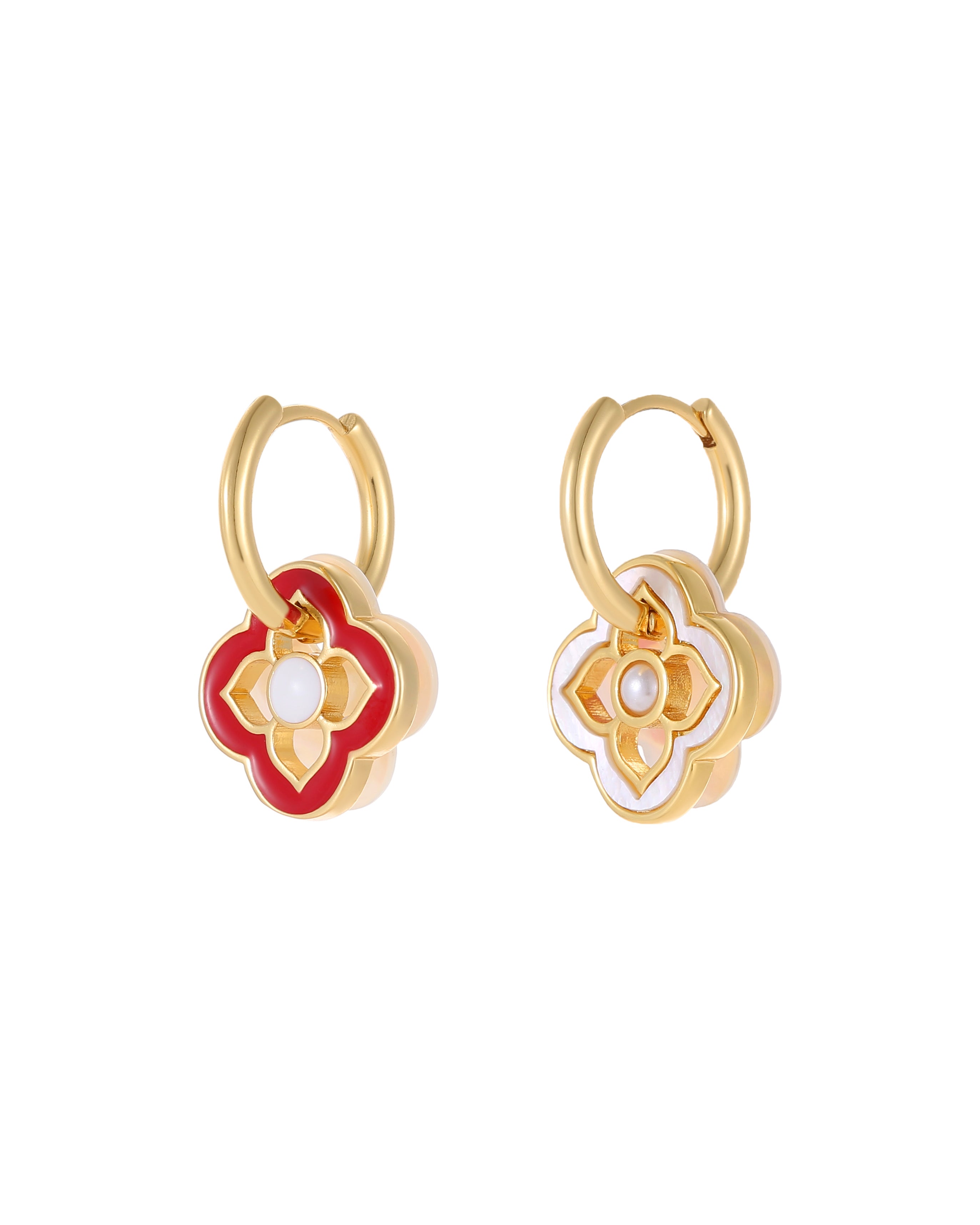 Oriental-Inspired Four-Leaf Clover Earrings