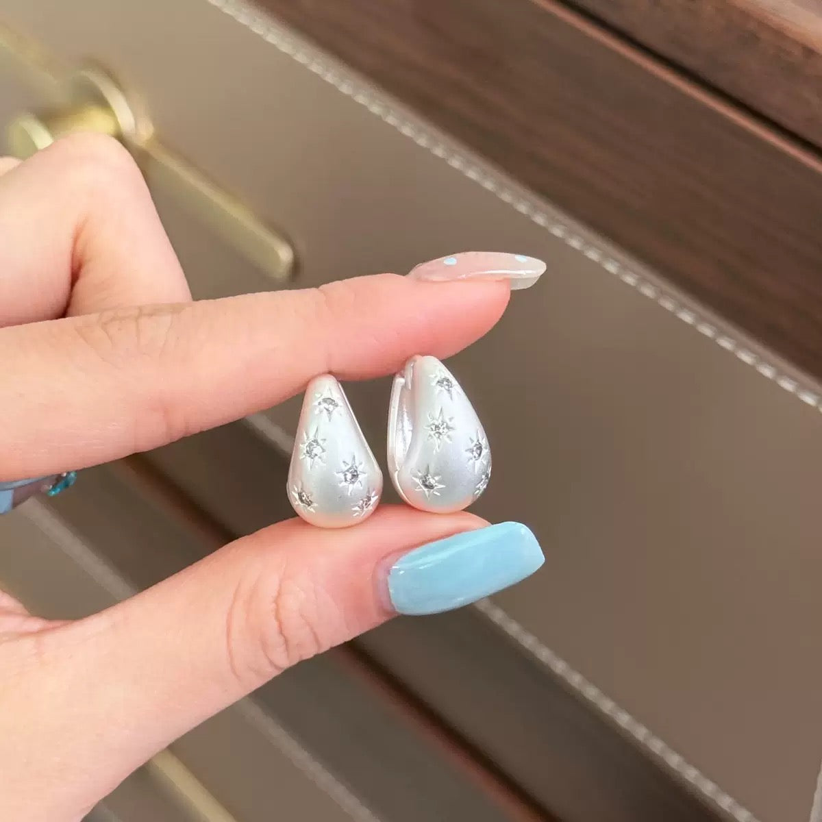 Simple Silver Earrings Shiny Zircon Six-pointed Star Earrings Designer Fashion Women's Jewelry