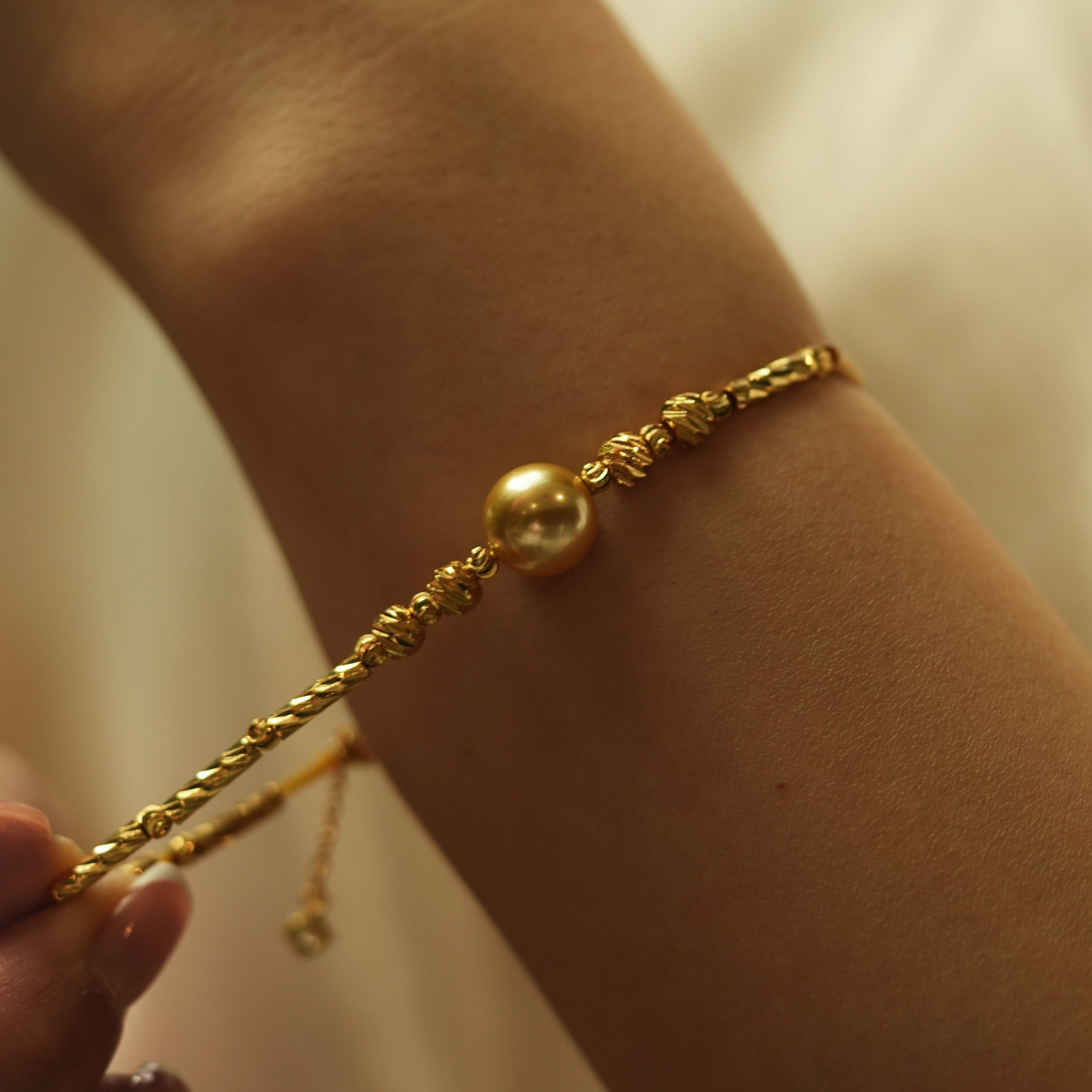 Sunset Gold Twisted Gold Bead Bracelet