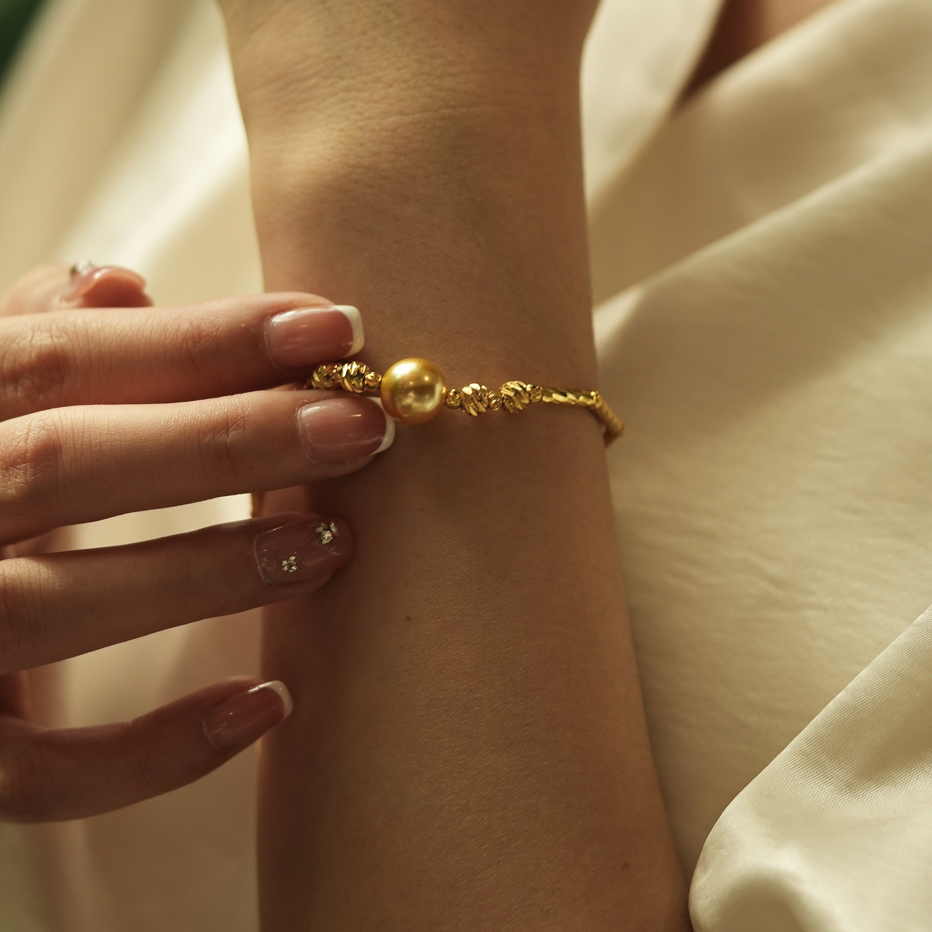 Sunset Gold Twisted Gold Bead Bracelet