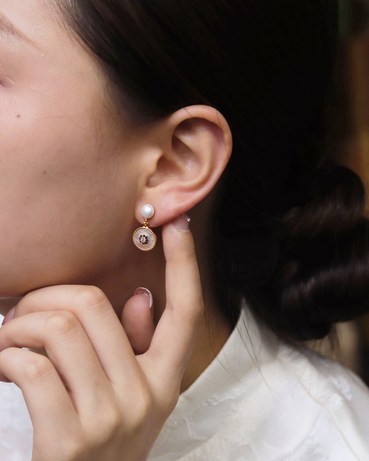 Natural Shell & Pearl Drop Earrings