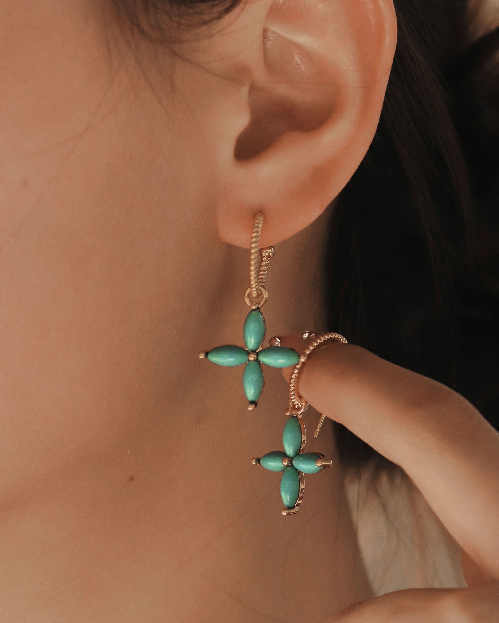Four-Leaf Clover & Turquoise Earrings