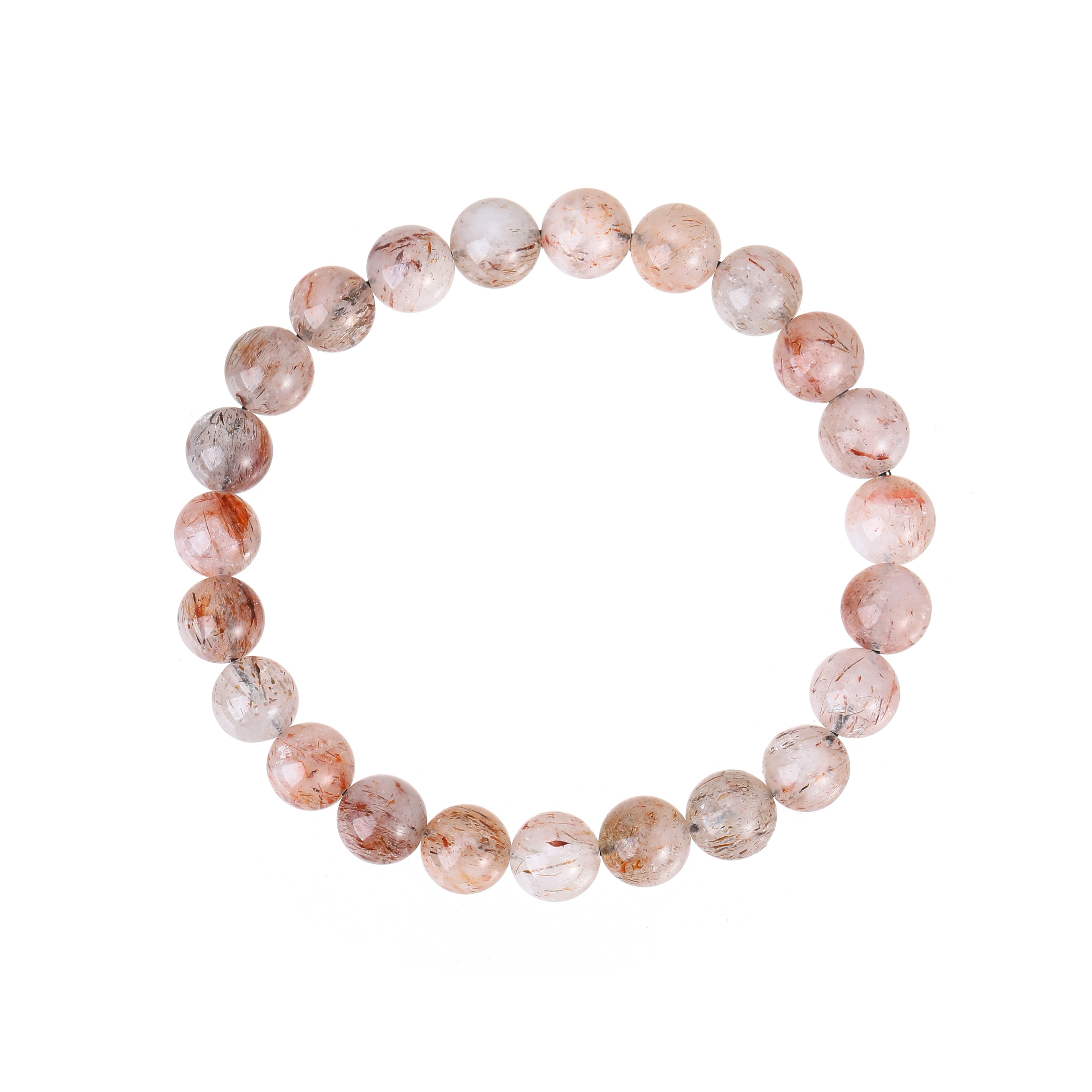 Natural Pink Rabbit Hair Crystal Bracelet