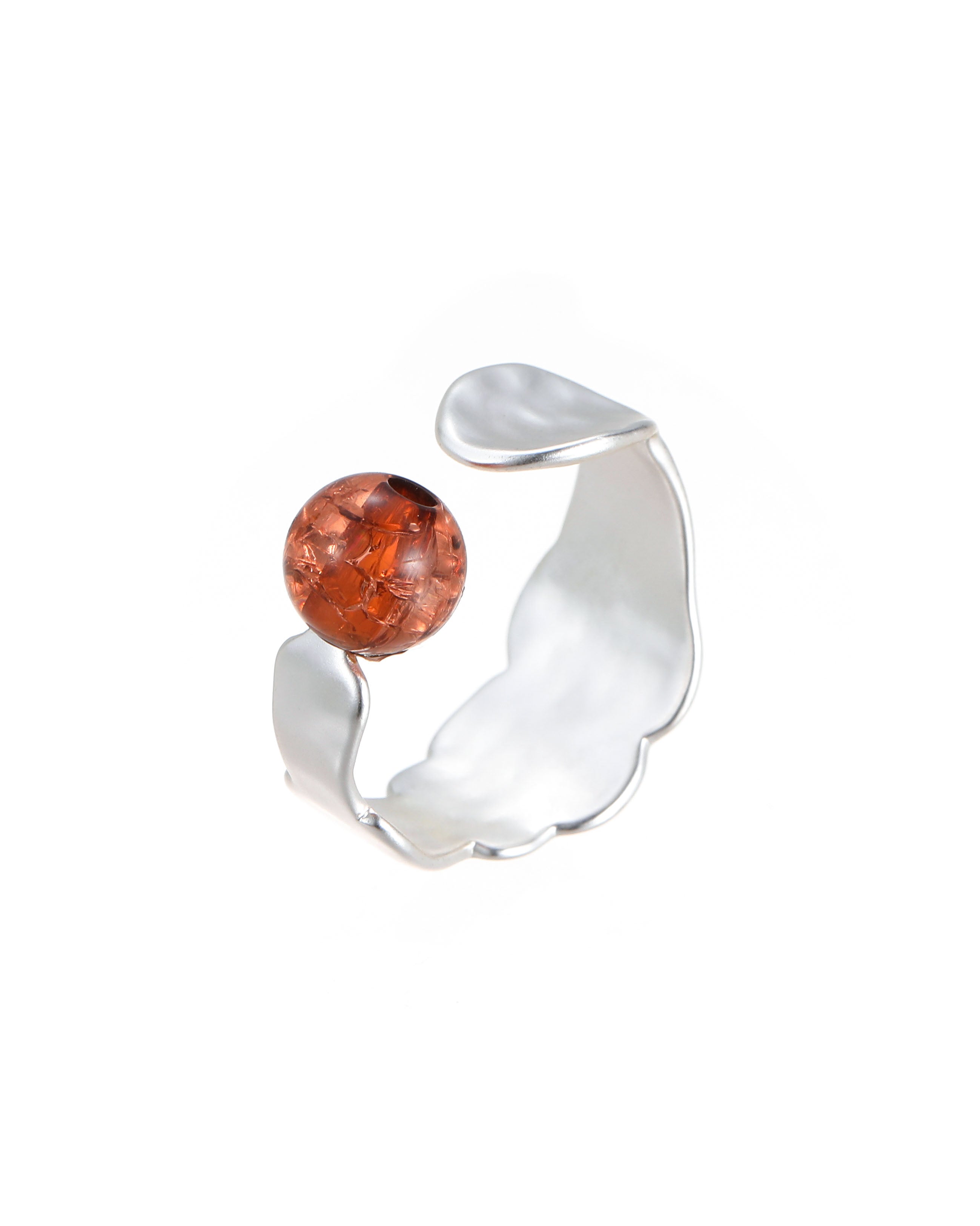 Wide Silver Hammered Ring