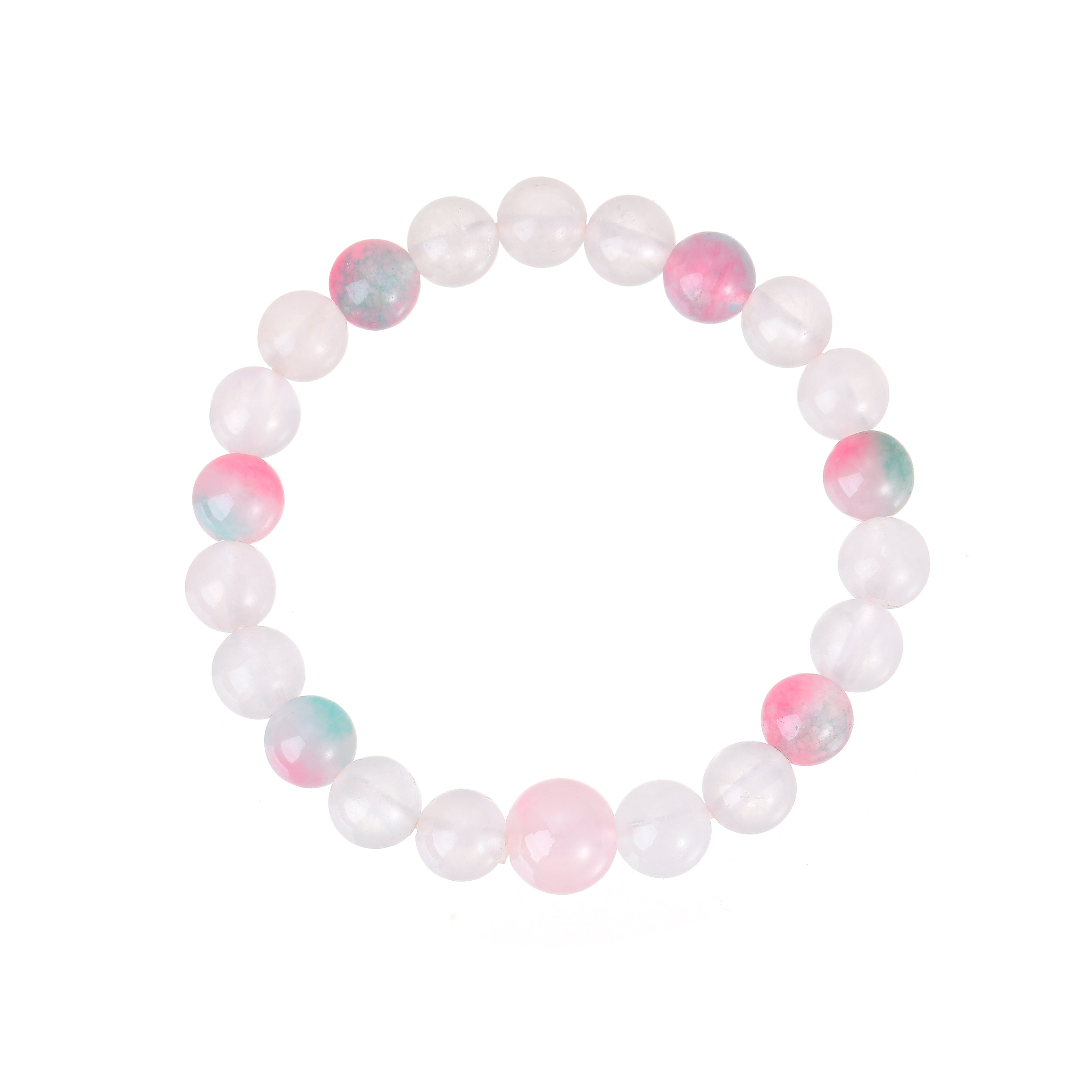 Natural Multicolor Agate & White Crystal Bracelet