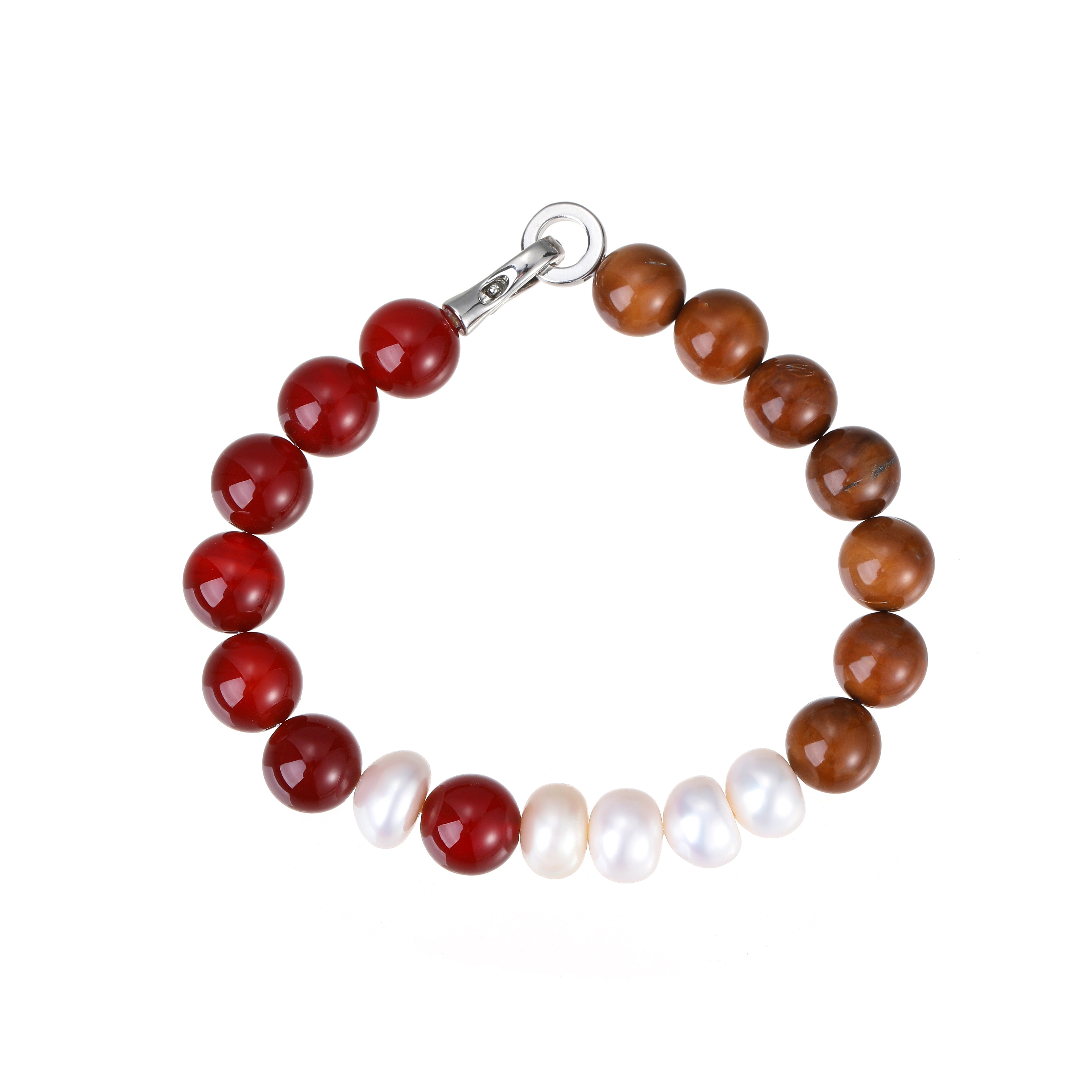 Crimson Agate & Pearl Bracelet