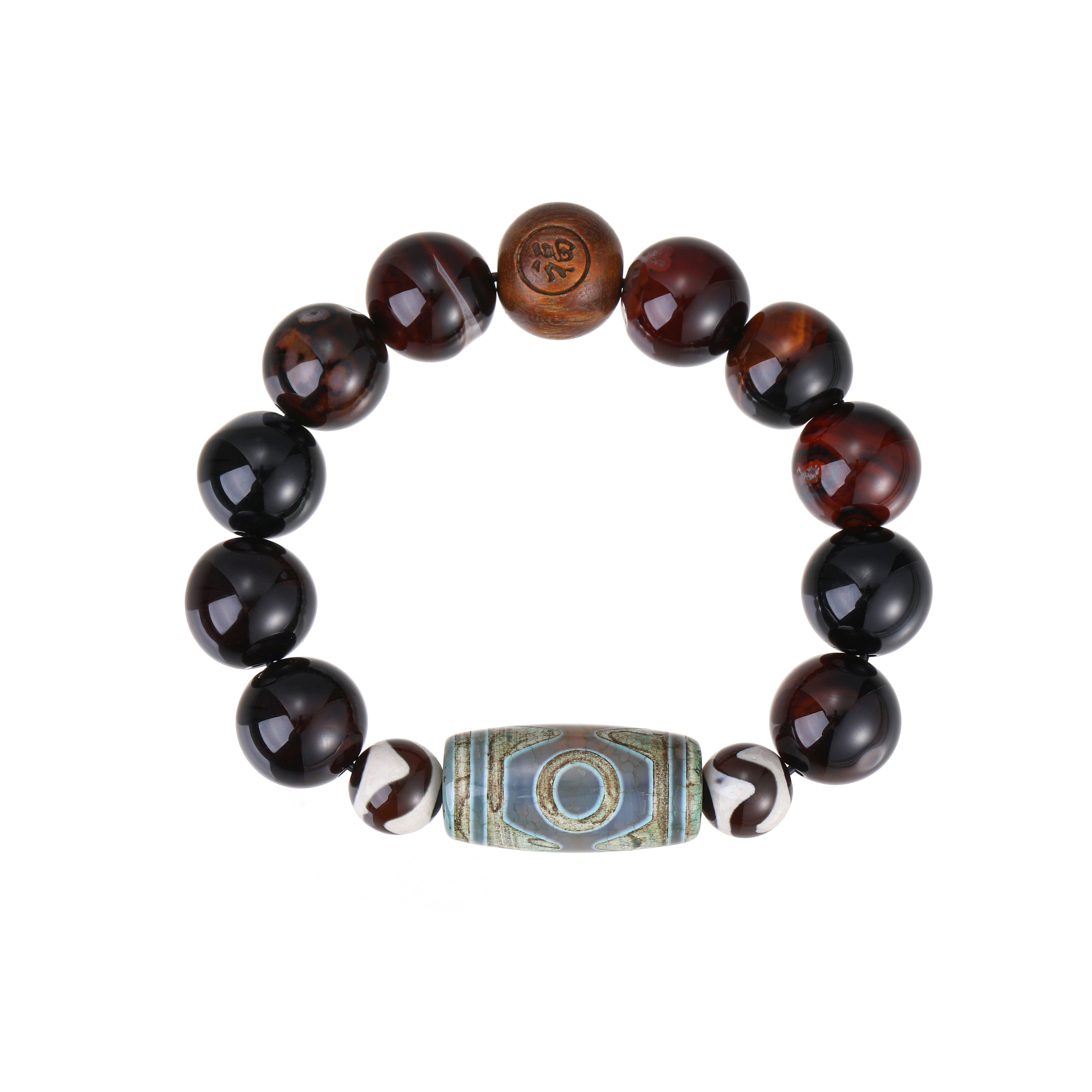 Tibetan Dzi Agate Sandalwood Bracelet