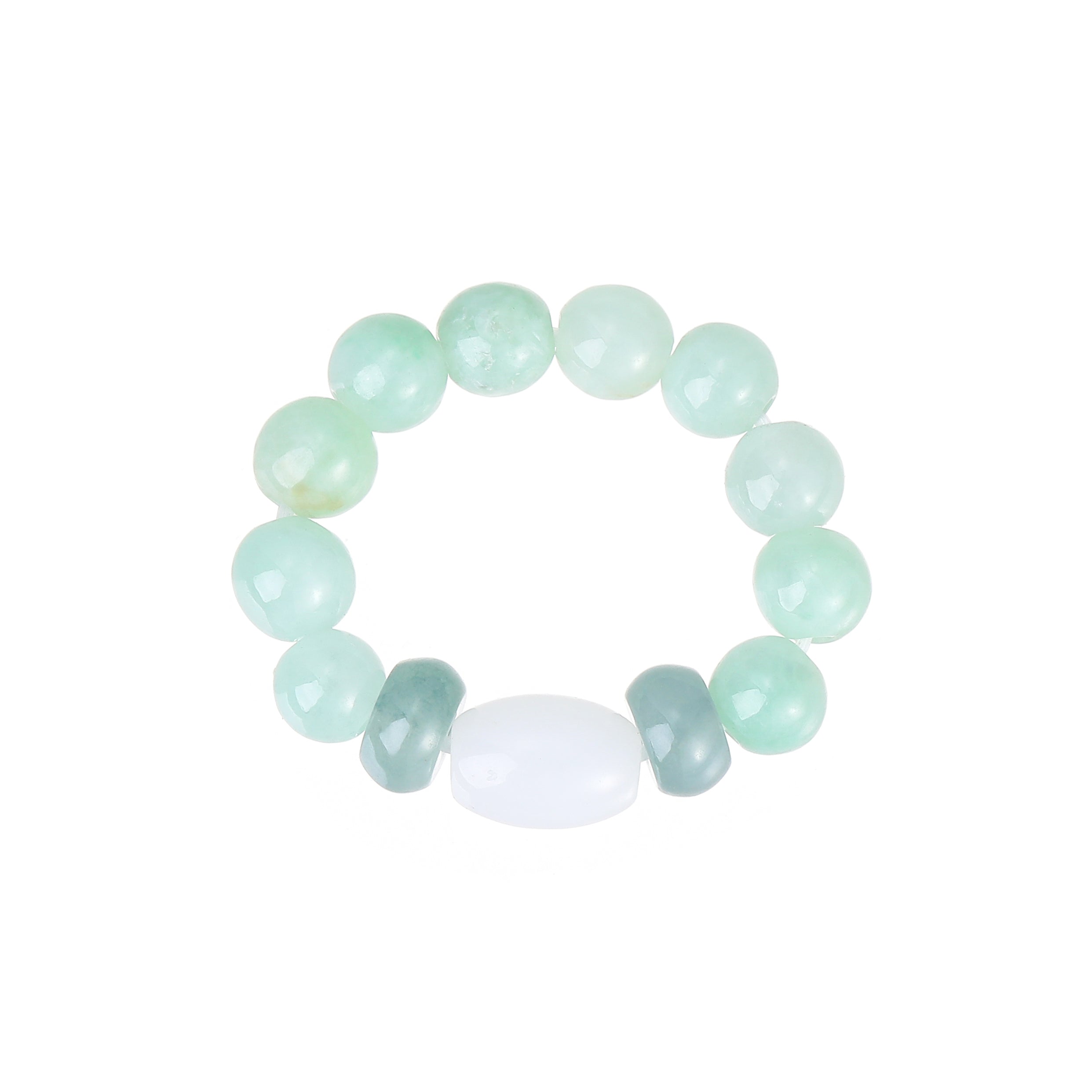 Natural Green Jade Beaded Ring