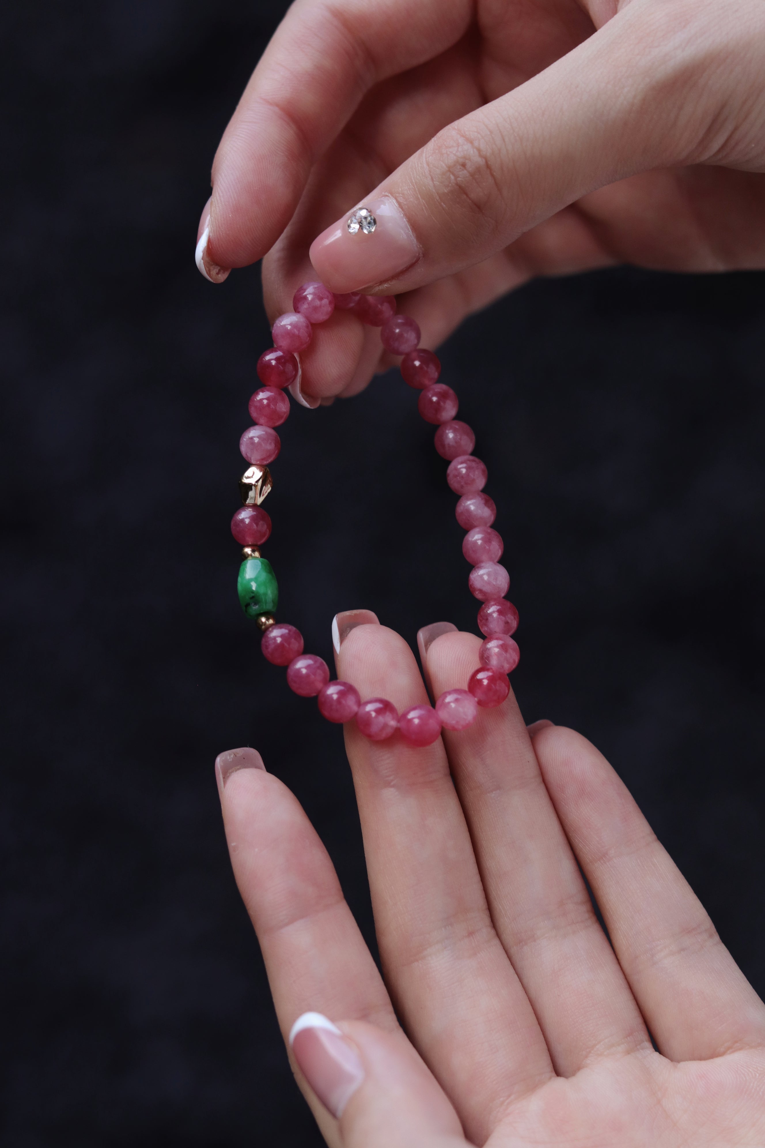 Natural Strawberry Quartz & Jasper Bracelet